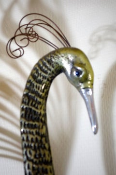 Extra Large Brass Wall Sculpture Peacock designed and made by Curtis Jeré