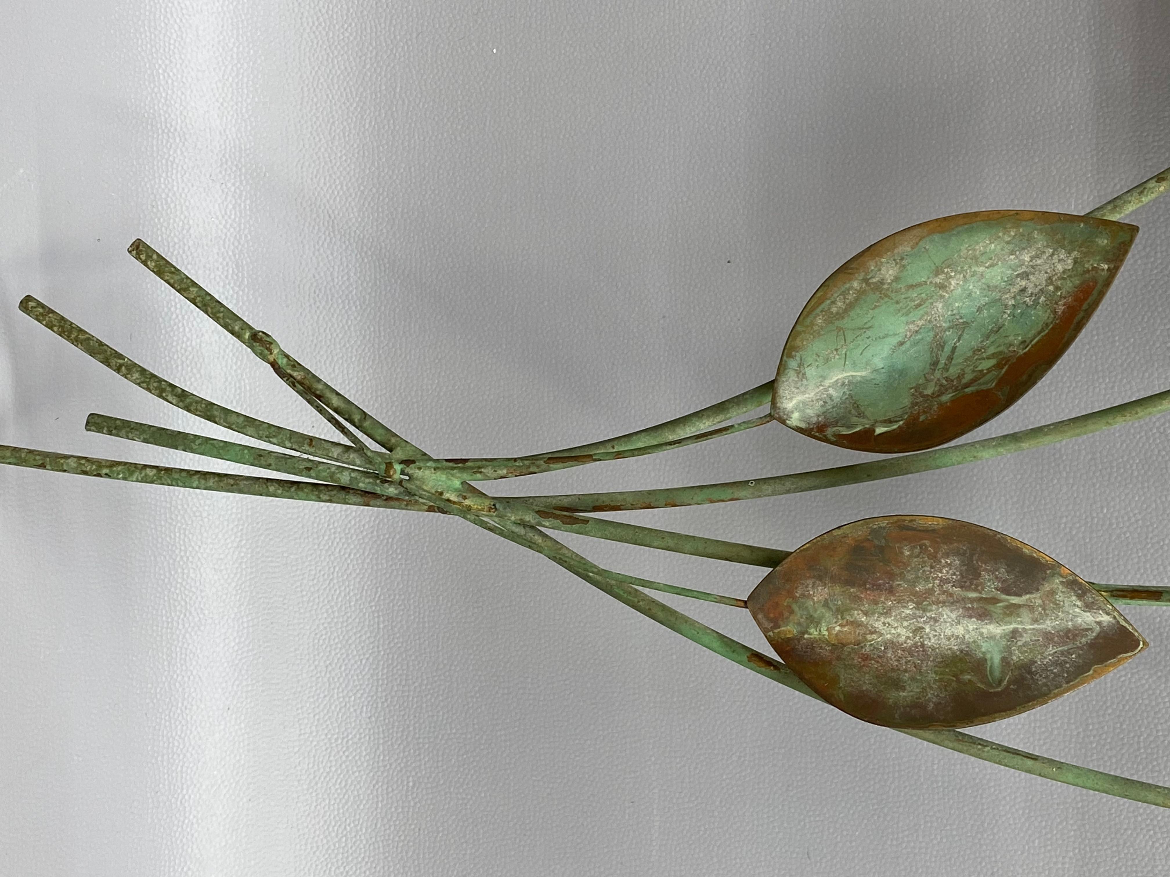 Curtis Jere 1967 Emaille Gemischte Metall Floral Brutalist Wandskulptur im Angebot 8
