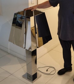 CURTIS JERE 1970 Monumental Skyscraper Table Lamp In Polished Chromed Steel