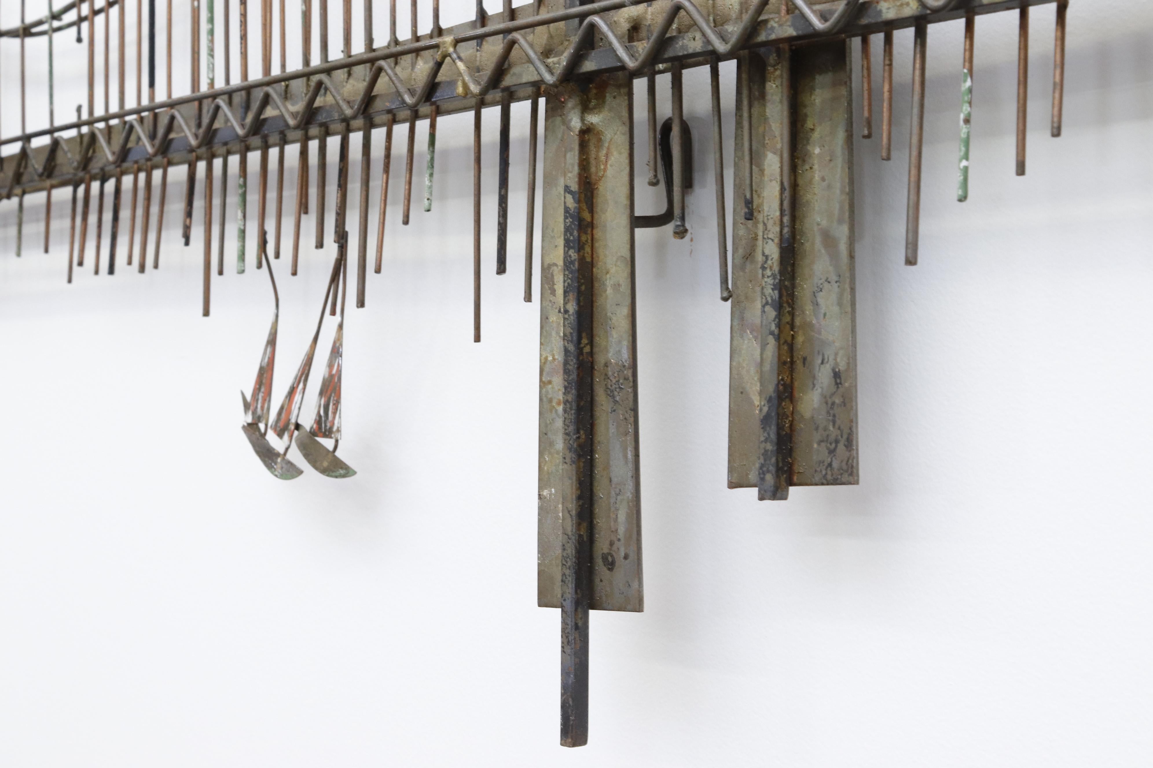 Brass Curtis Jere 1970's Golden Gate Bridge Brutalist Wall Sculpture