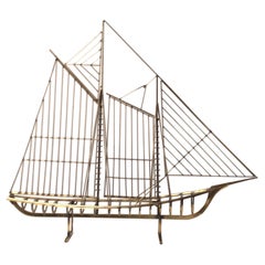 Curtis Jere 1976 Metal Modern Abstract of Large Sail Boat Model Sculpture