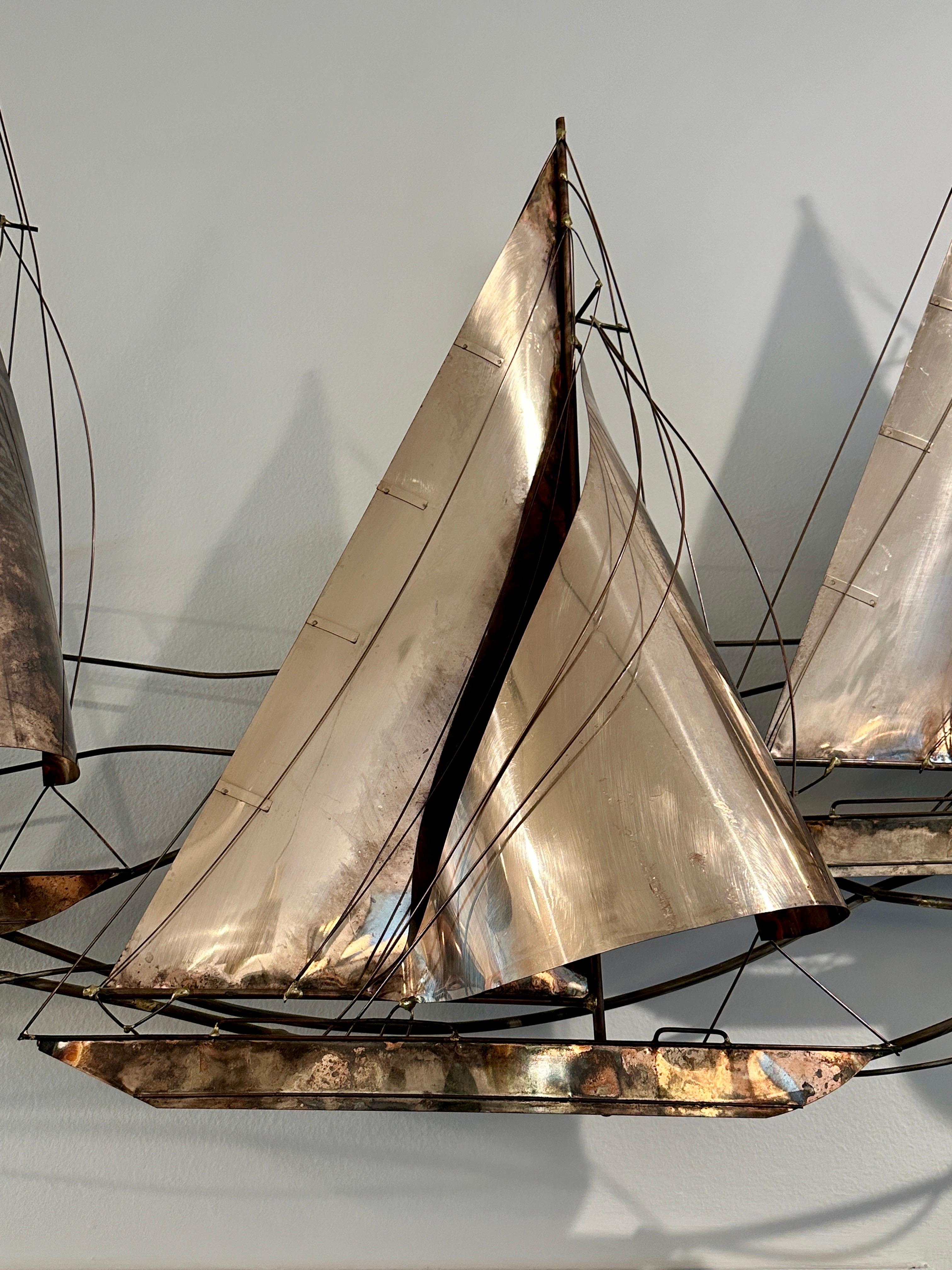 Scultura da parete di Curtis Jere 1977 Sailboats - FIRMATA In condizioni buone in vendita a North Miami, FL
