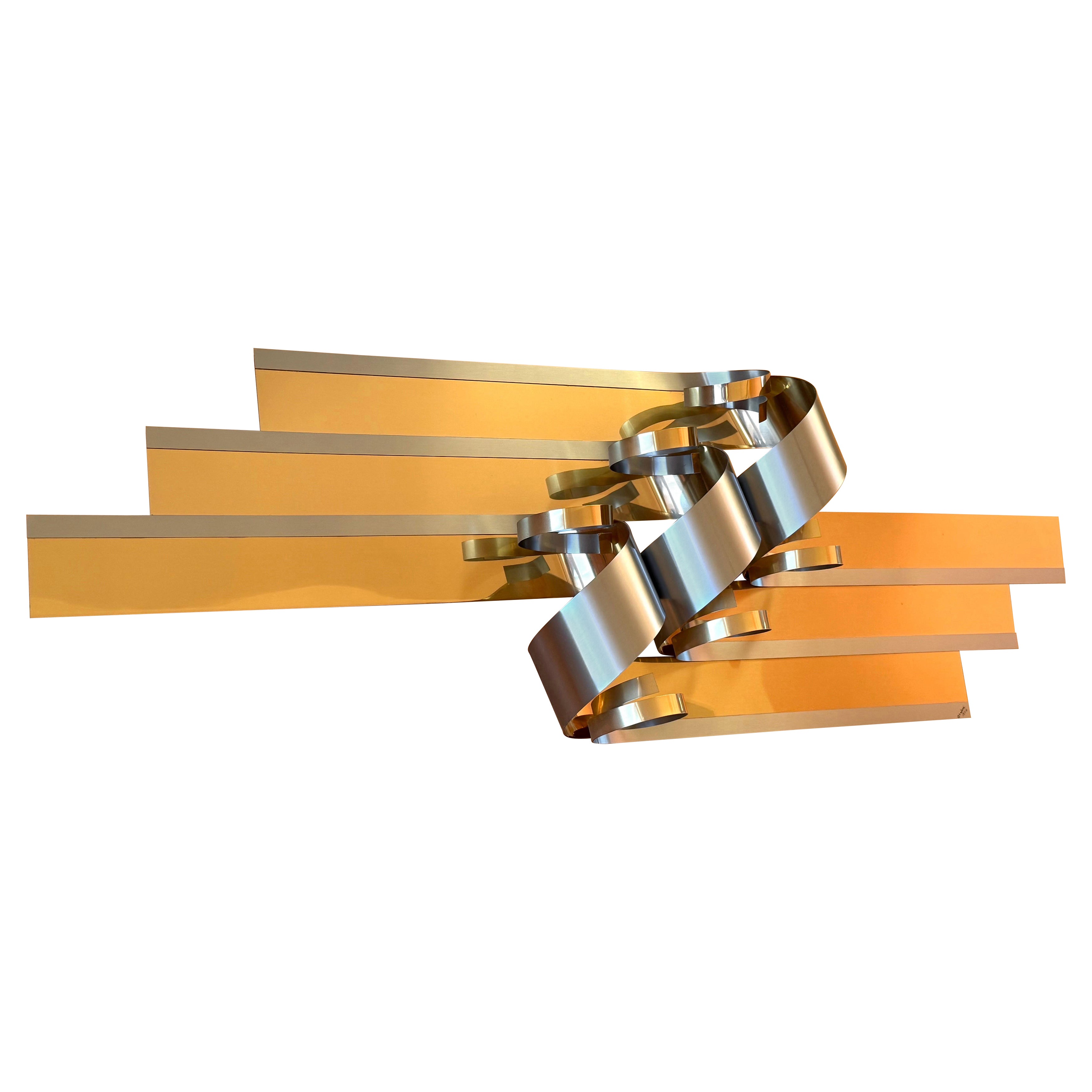 Curtis Jere 1989 Sculpture murale en laiton avec ruban