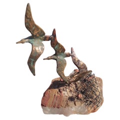 Curtis Jere 3 Flying Seagulls Over Fishing Net Sculpture