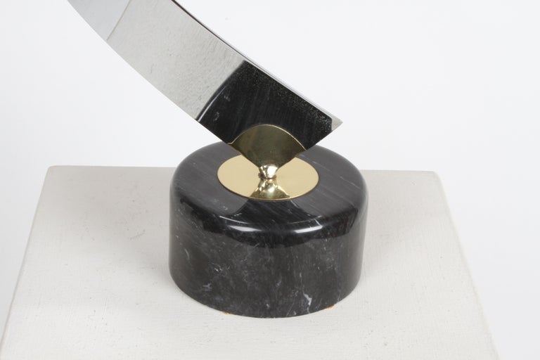 Curtis Jeré Abstract Chrome and Brass Ribbon Sculpture with Ball on ...