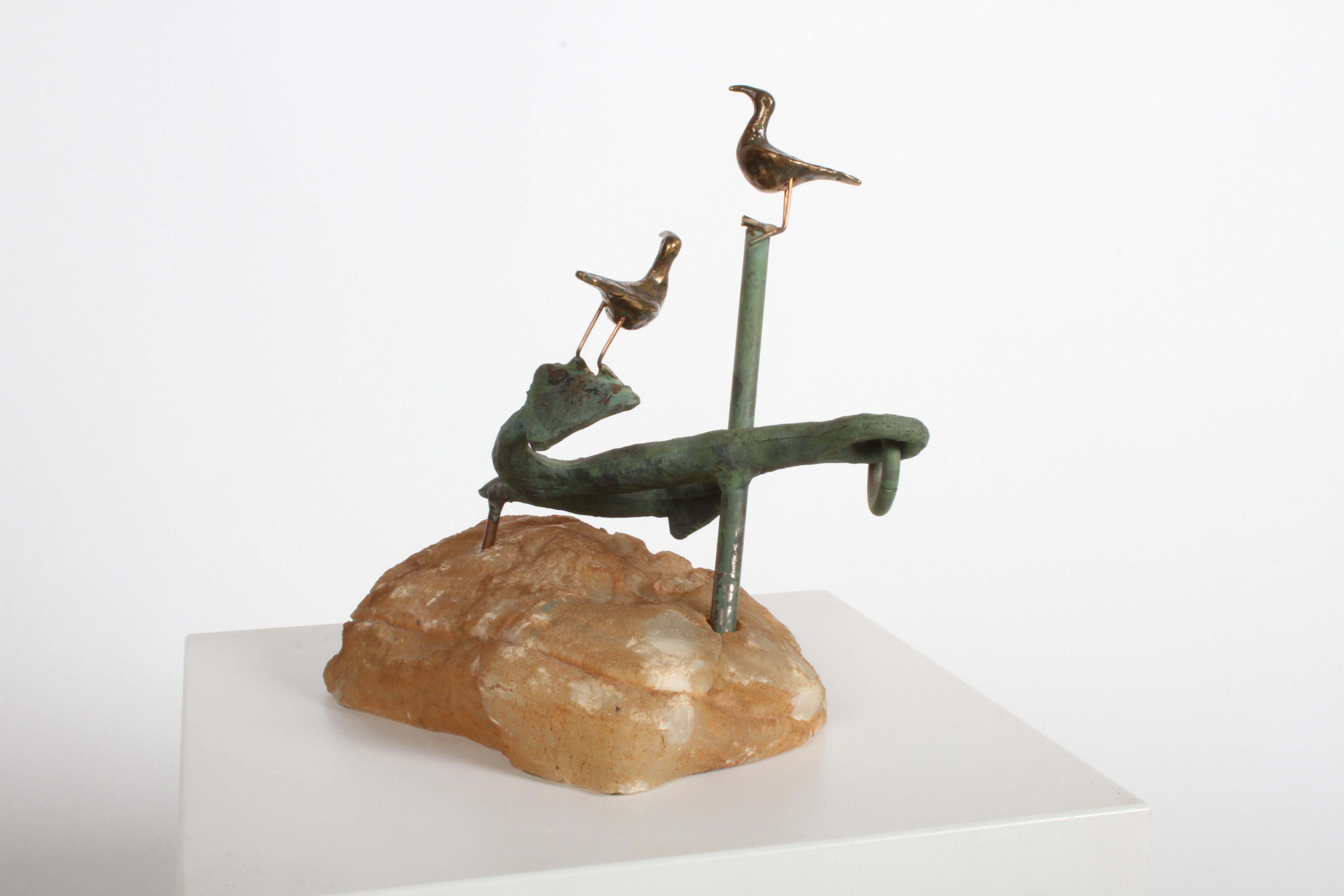 Scultura di ancora di Curtis Jere in bronzo finto su base di quarzo, firmata in vendita 5