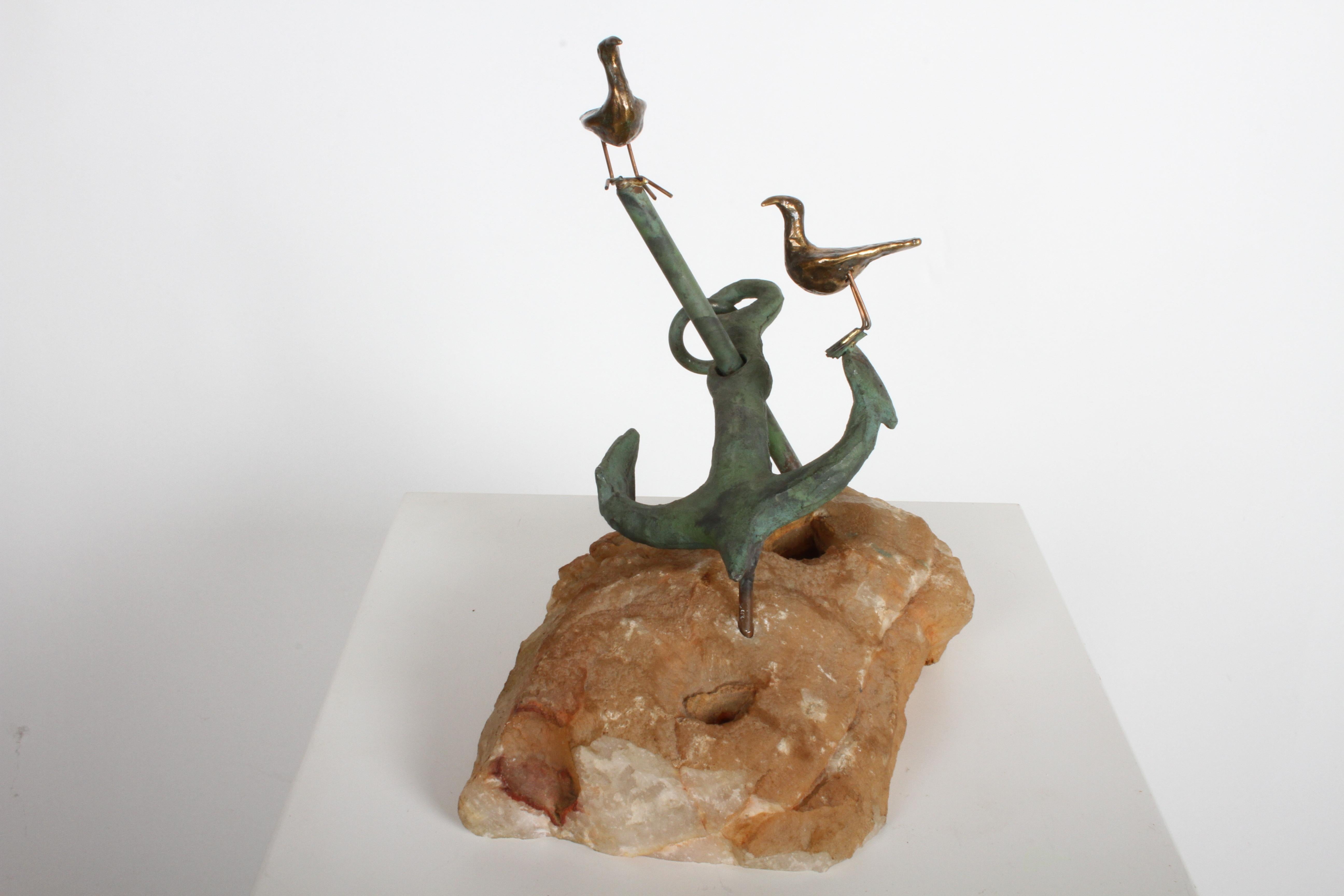 Curtis Jere Anchor Skulptur Faux Bronze auf Stein Quarz Basis:: signiert (amerikanisch) im Angebot