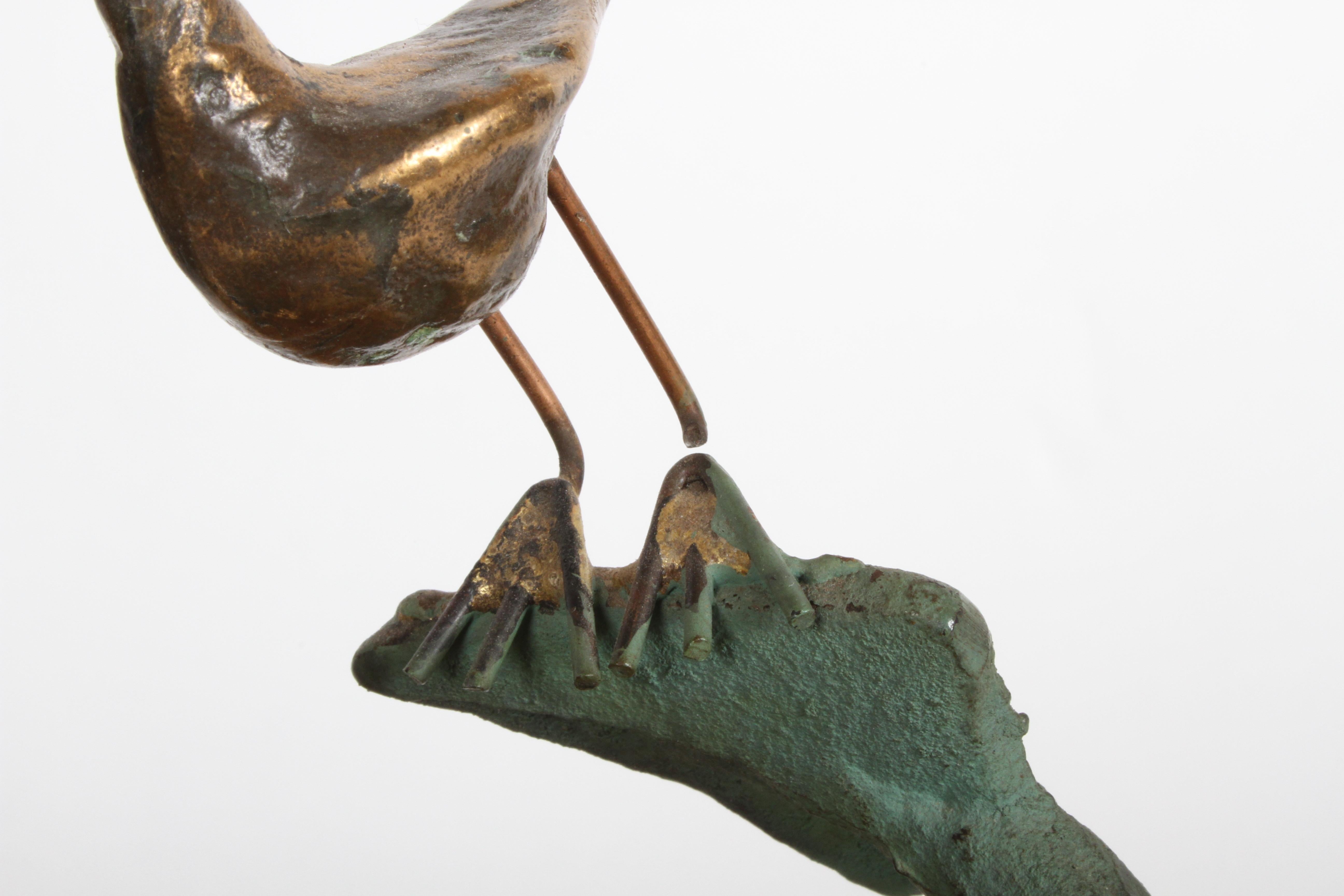 Fin du 20e siècle Curtis Jere Anchor Sculpture Faux Bronze sur socle en quartz pierreux:: Signé en vente