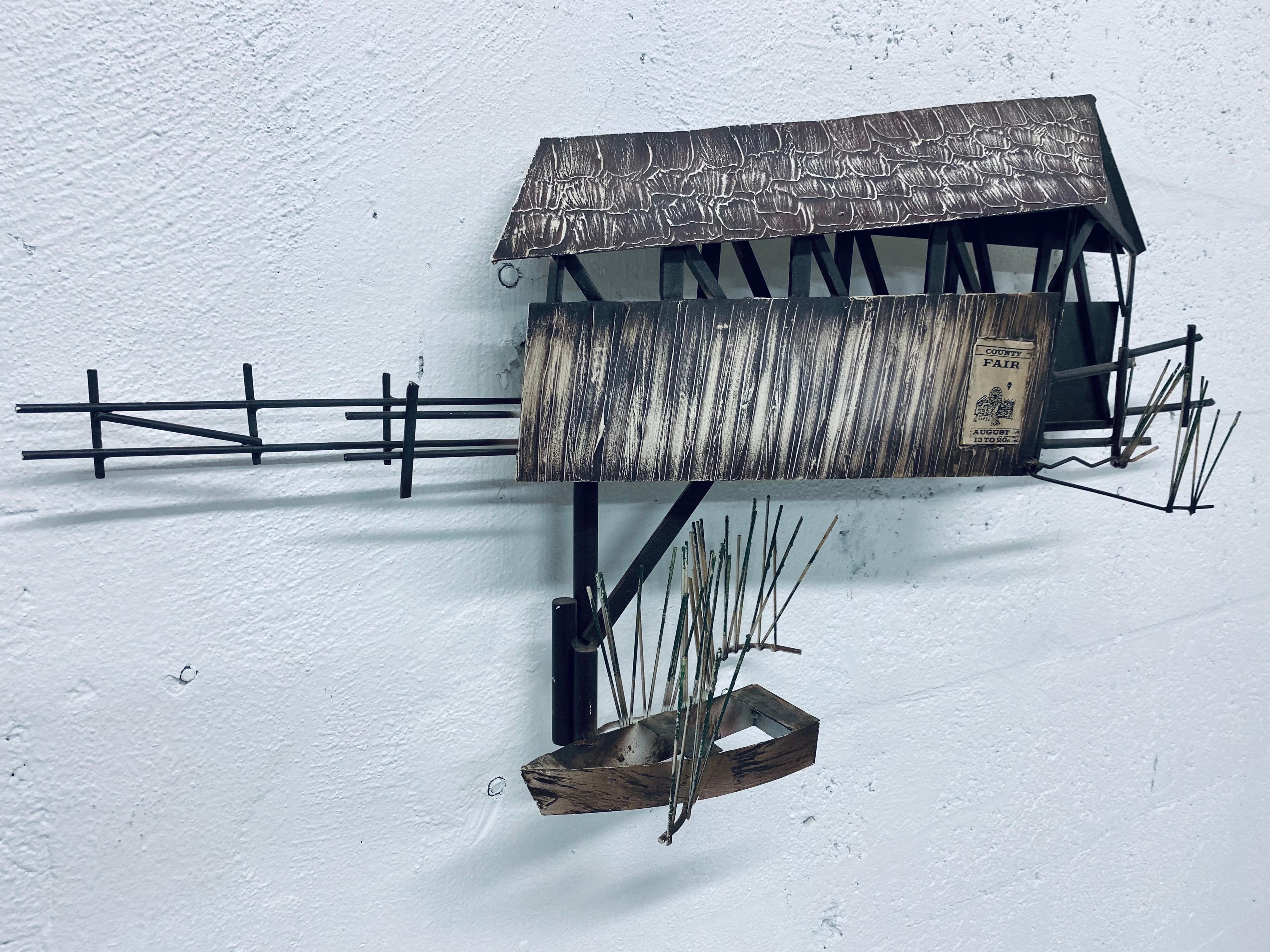 Mid-Century Modern Bridge de grange avec bateau à rames, maison artisanale de campagne du milieu du siècle dernier de Curtis Jere, 1995 en vente