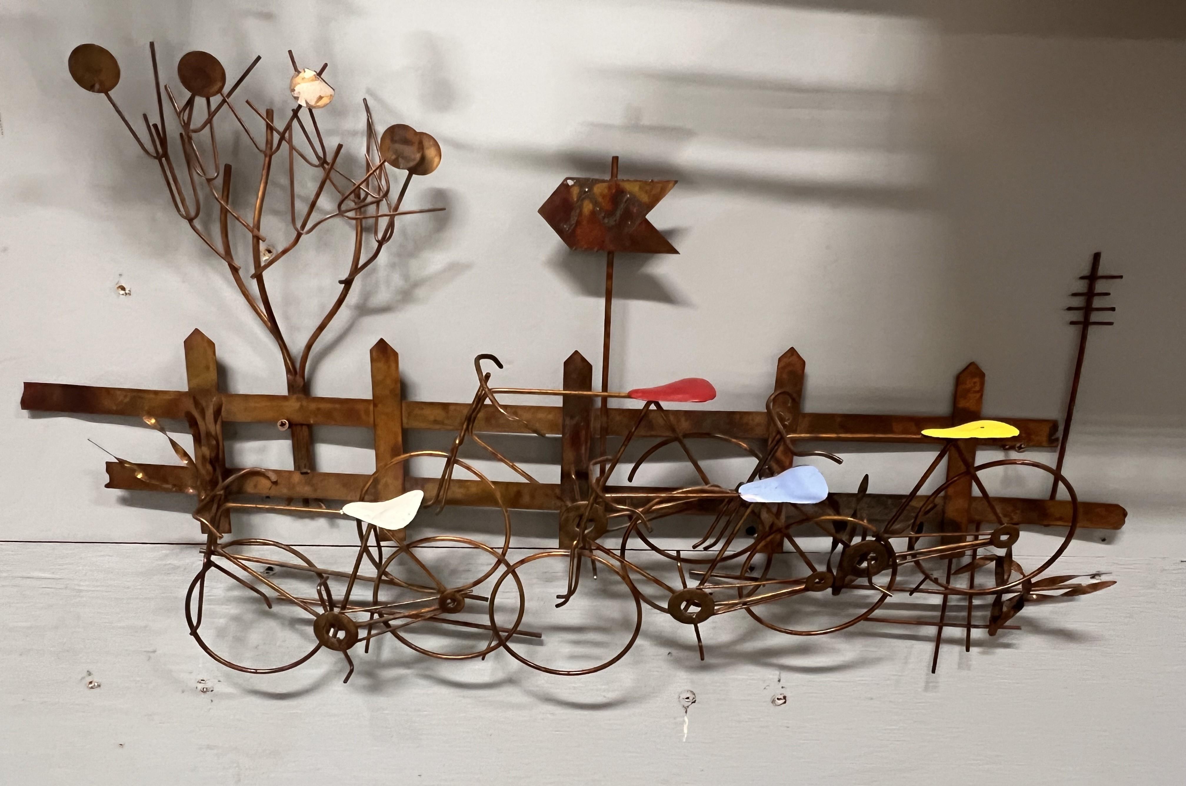Copper Curtis Jere Bicycle Sculpture For Sale