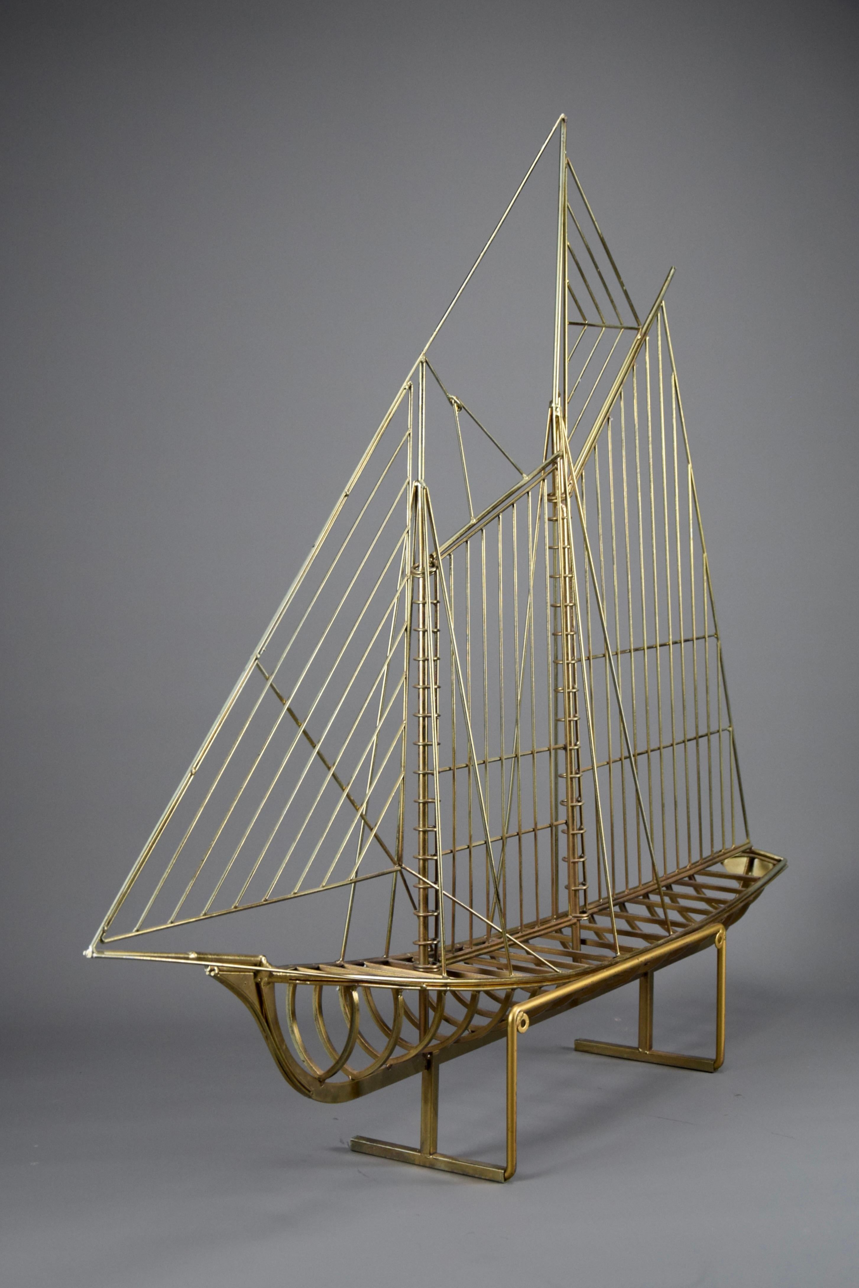 Curtis Jeré Brass Mid Century Modern Sculptural Signed Sailing Boat For Sale 6