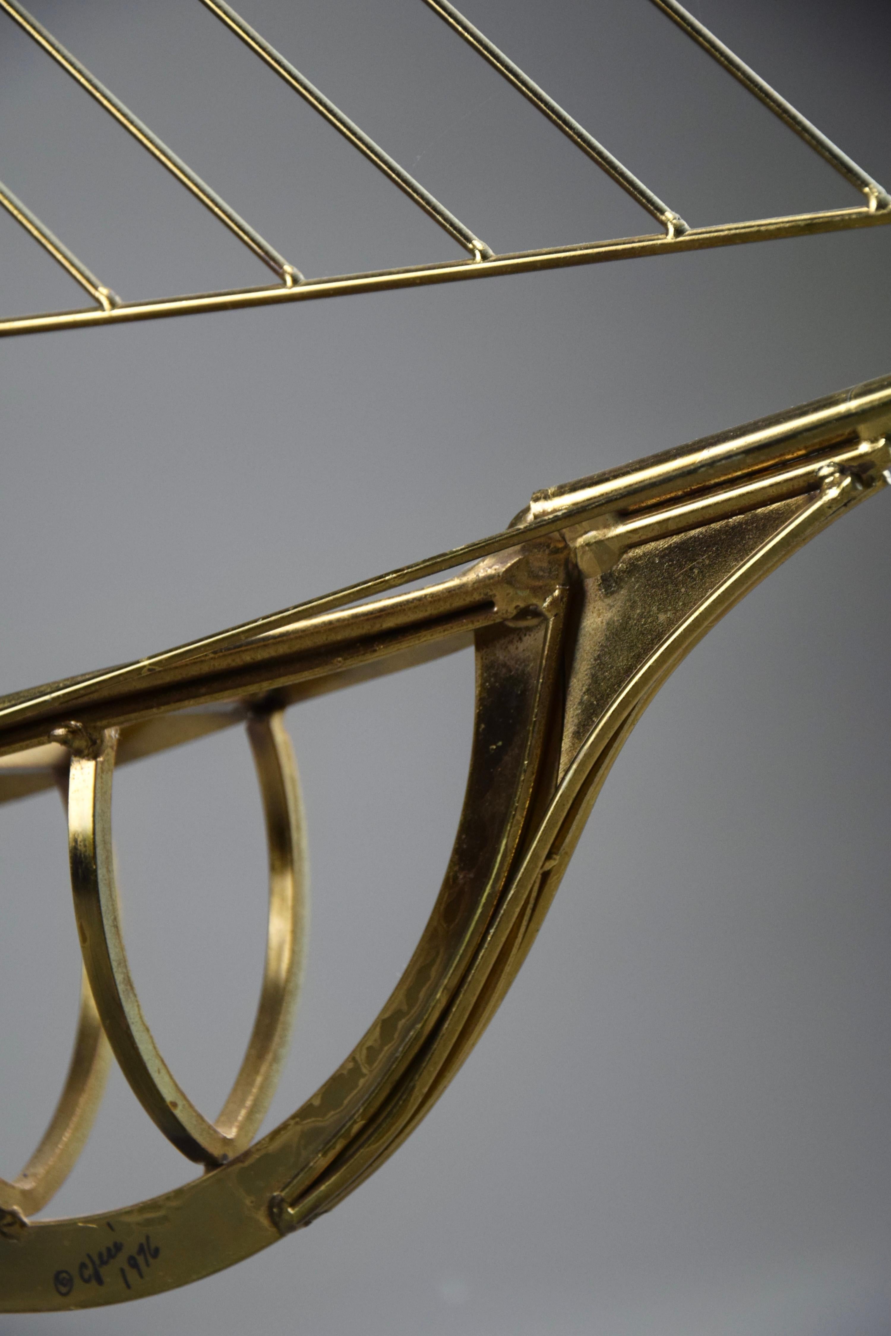 Mid-Century Modern Curtis Jeré Brass Mid Century Modern Sculptural Signed Sailing Boat For Sale