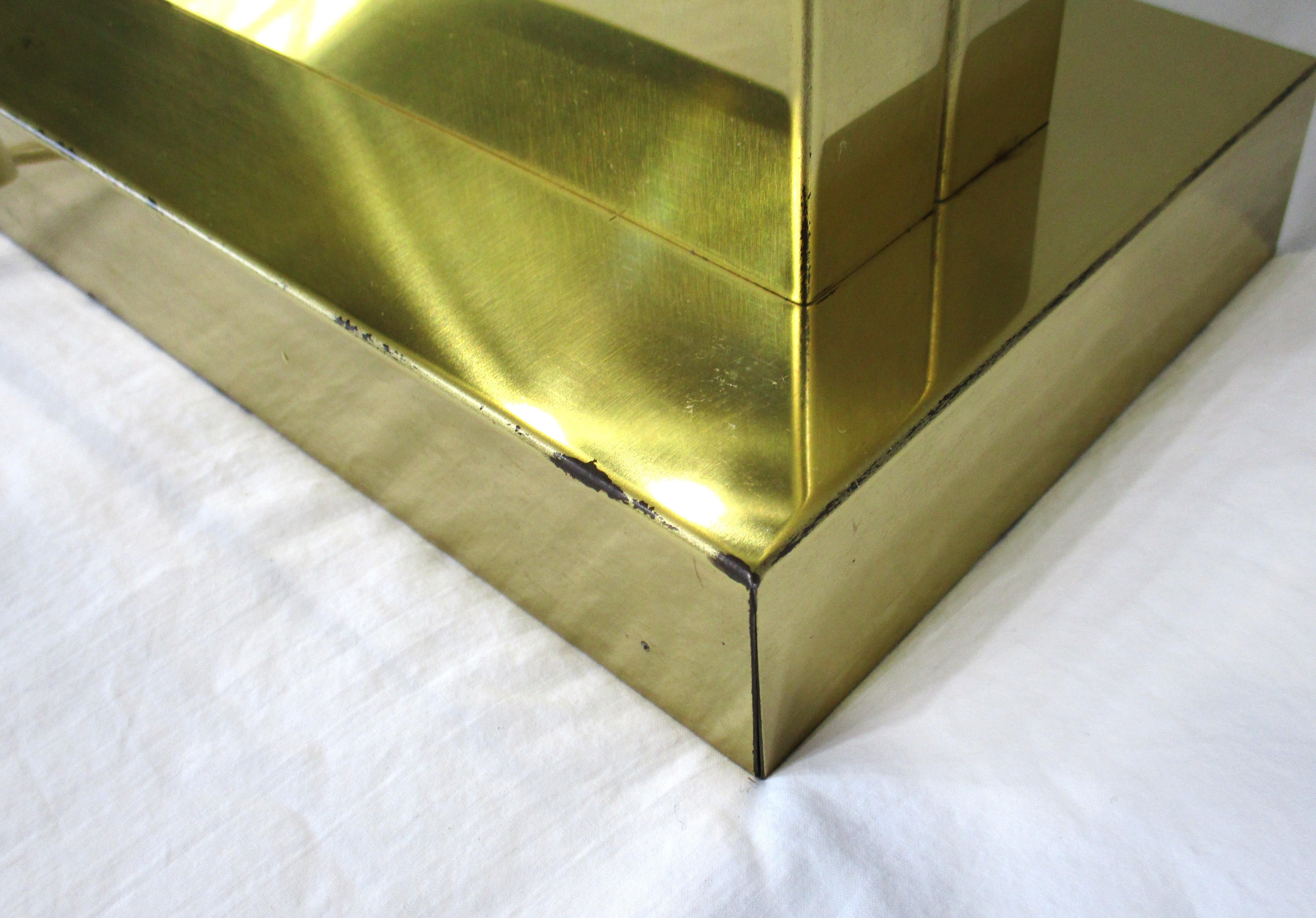 Curtis Jere Brass Box Shade Table Lamp For Sale 6