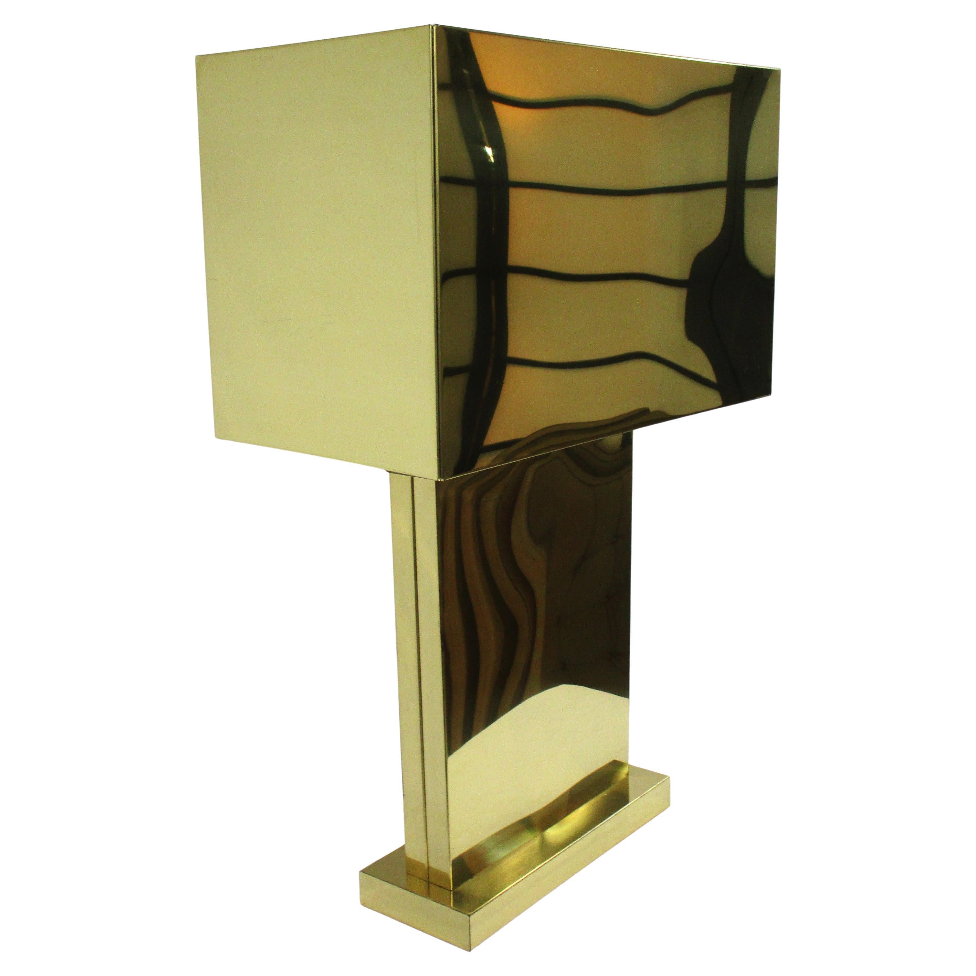 Curtis Jere Brass Box Shade Table Lamp For Sale 9