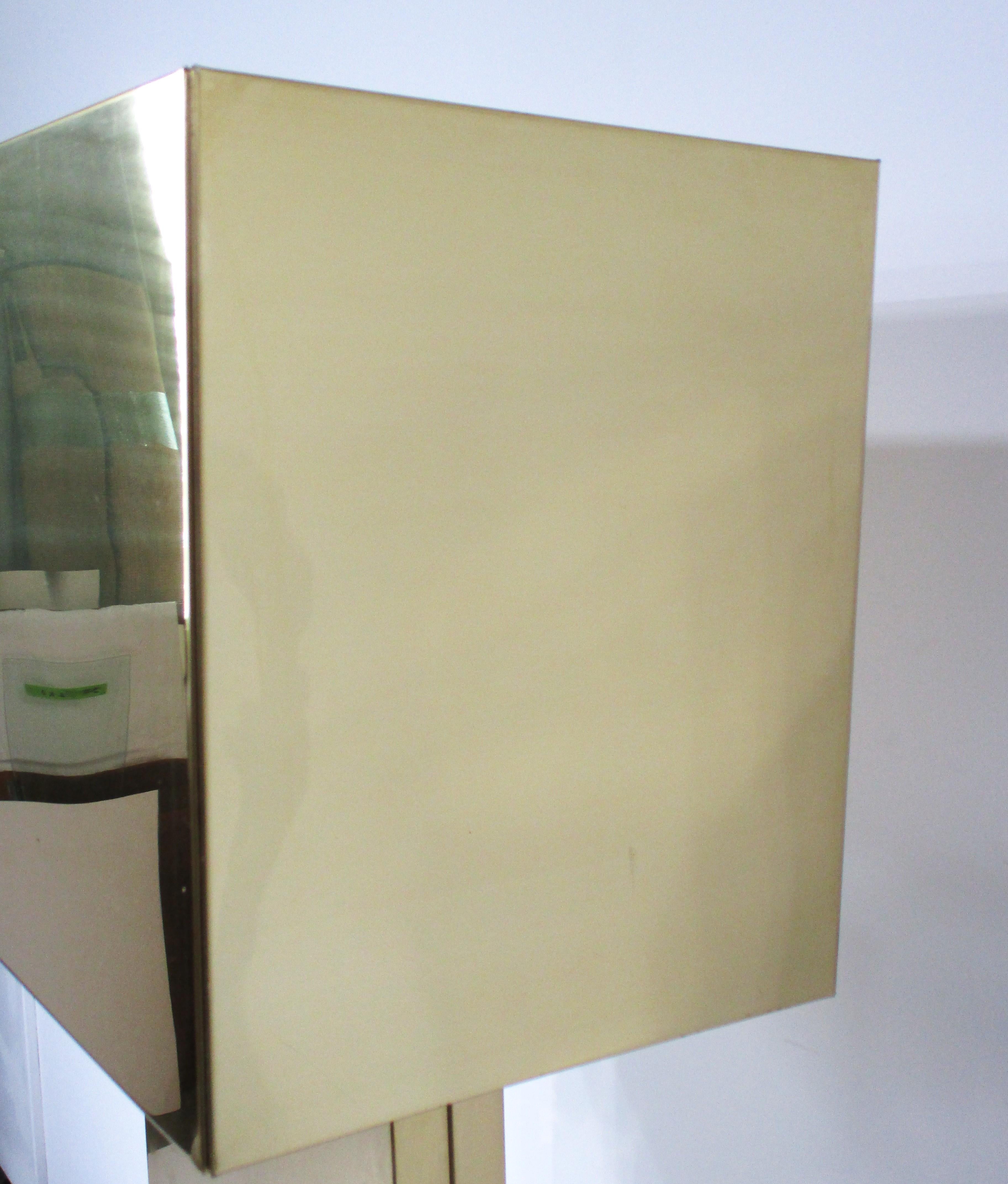 Curtis Jere Brass Box Shade Table Lamp For Sale 1