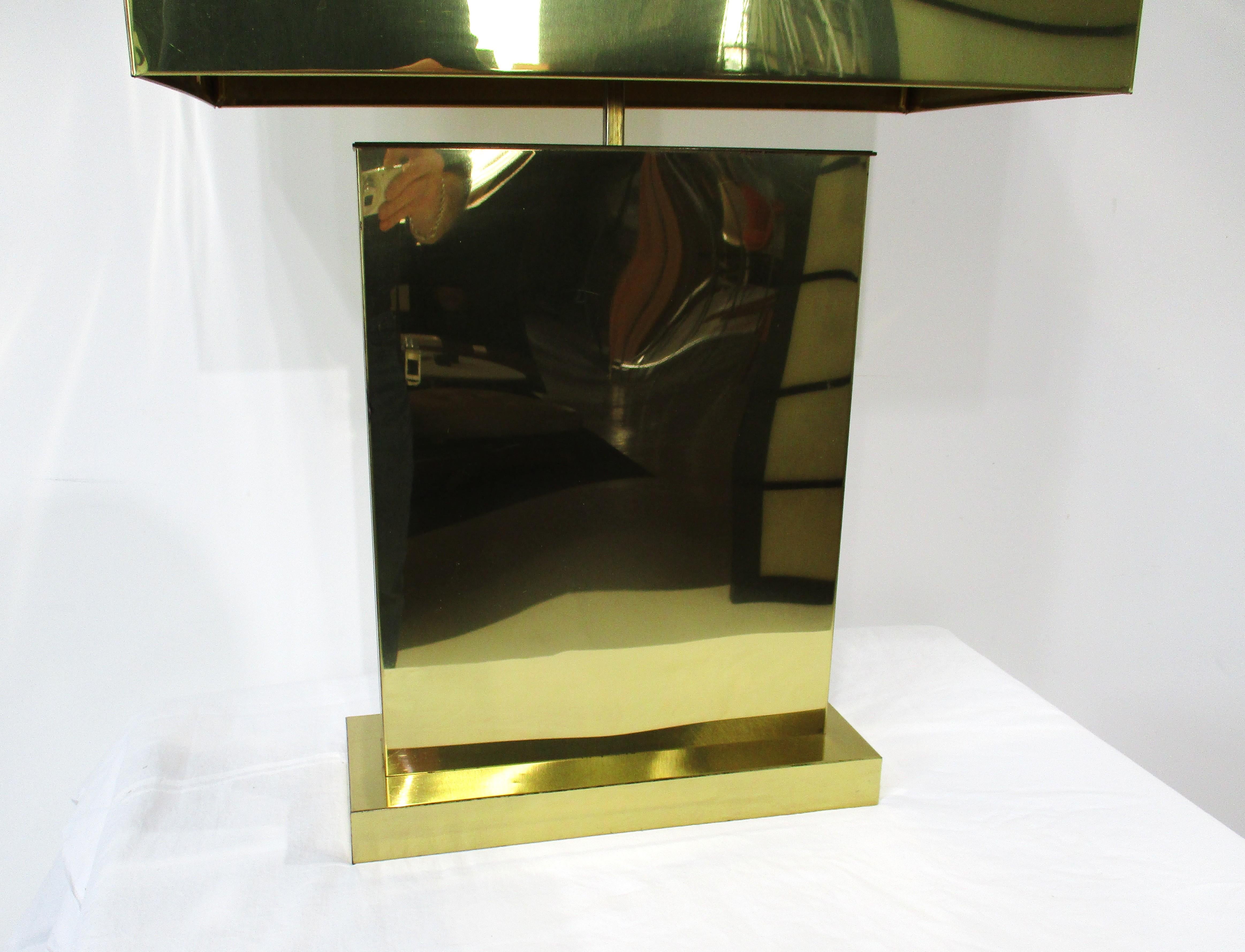 Curtis Jere Brass Box Shade Table Lamp For Sale 3