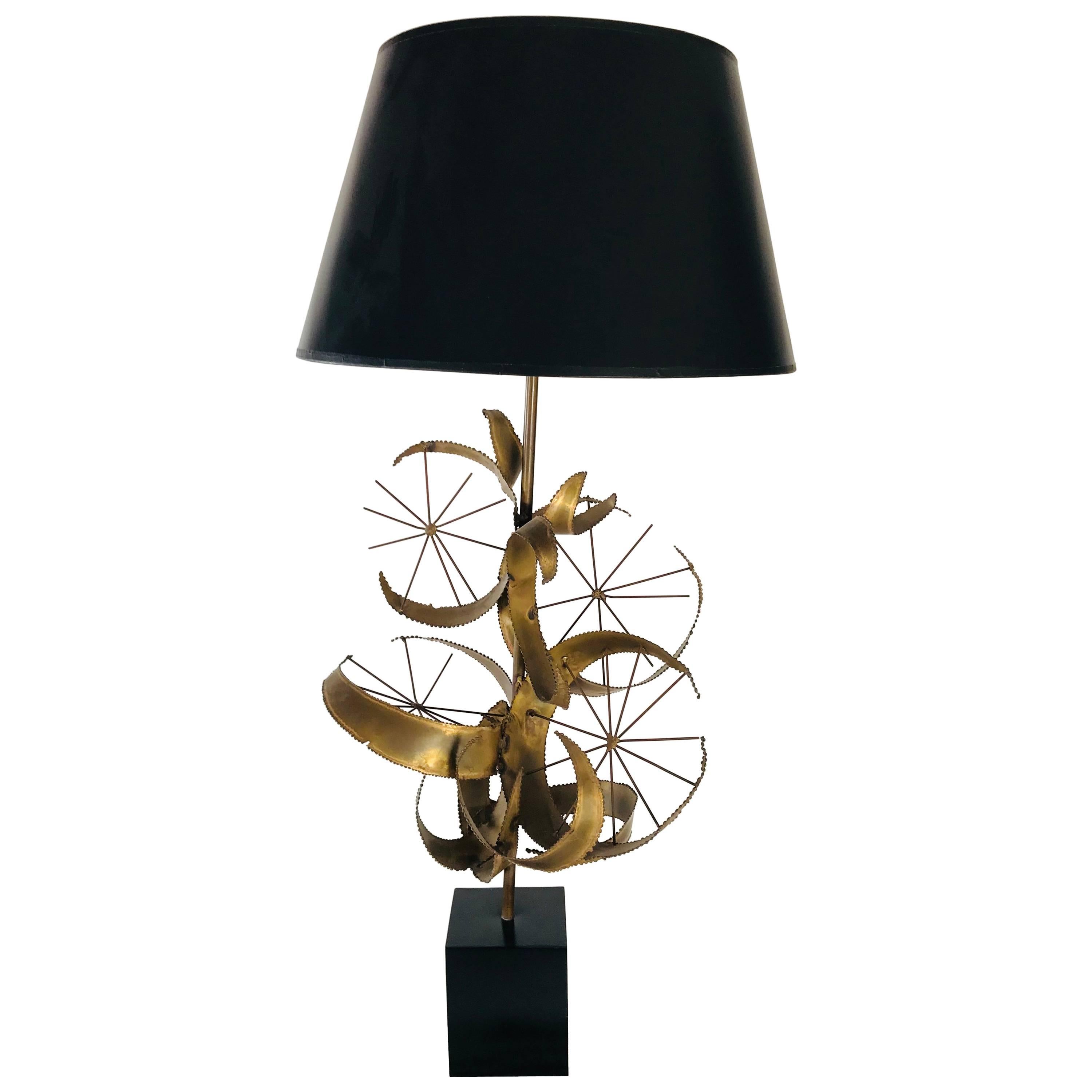 Curtis Jere Brass Brutalist Lamp