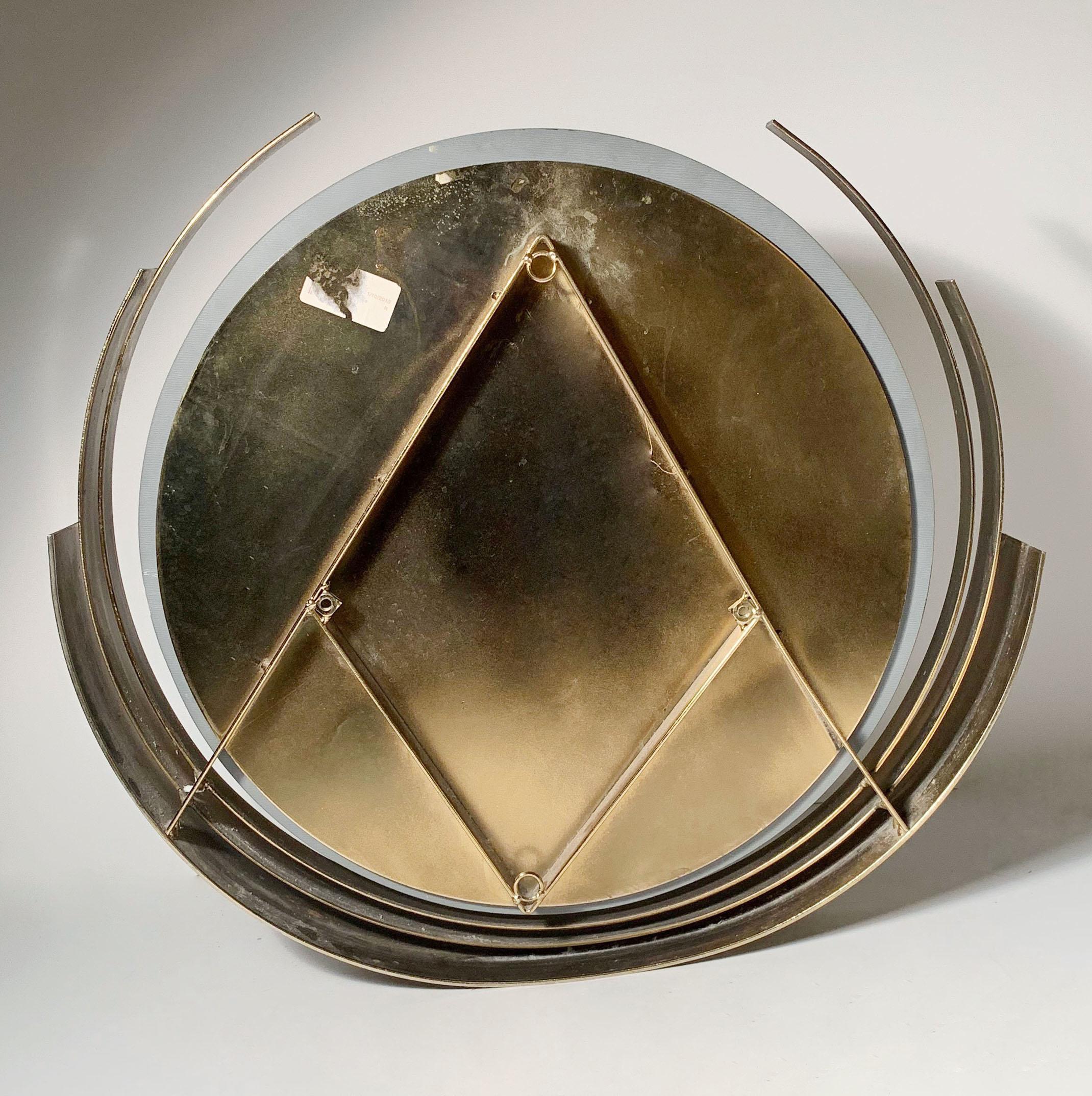 Curtis Jere Brass Circular Round Mirror In Good Condition For Sale In Chicago, IL