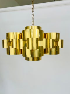 Curtis Jere Brass Cloud Chandelier, signed 1975
