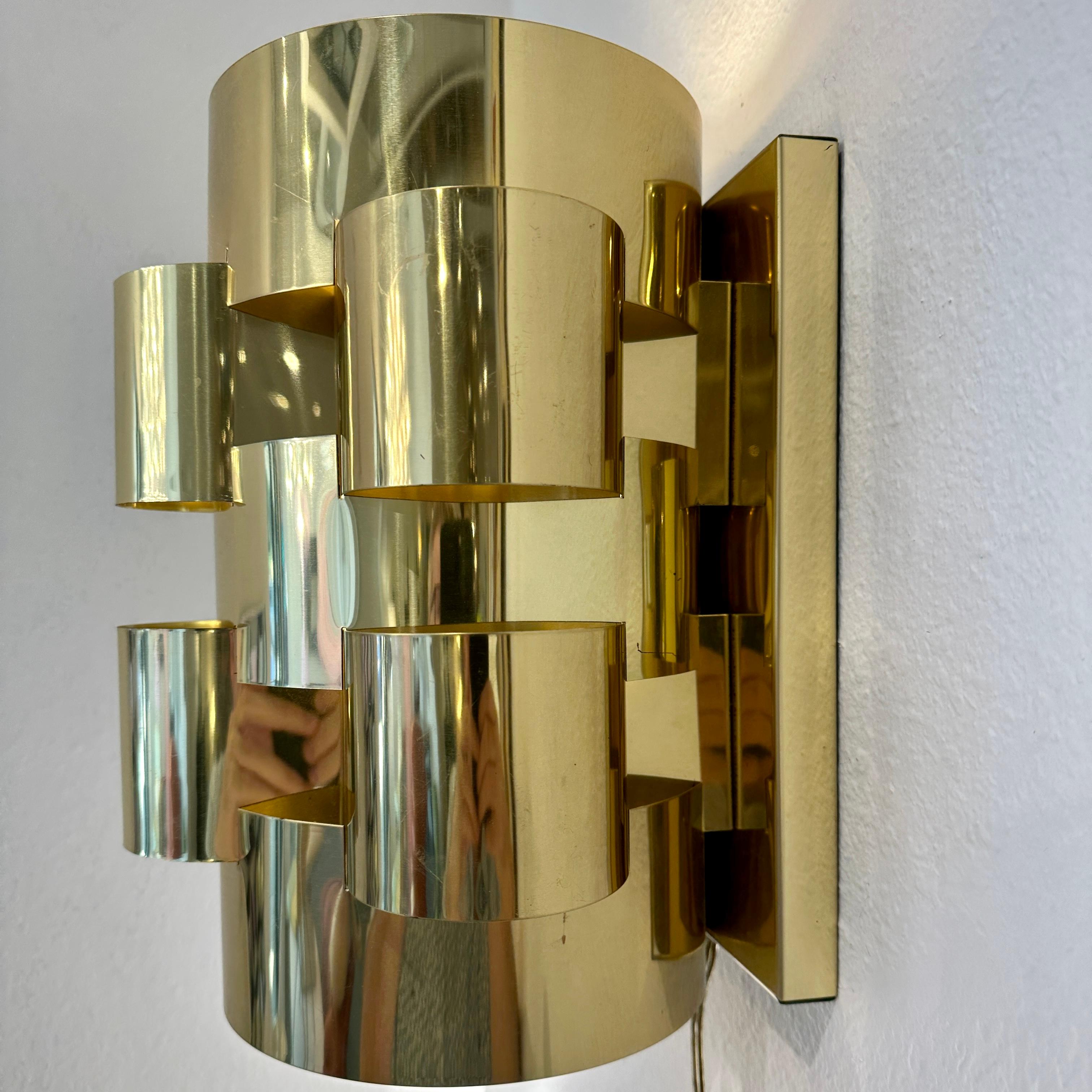 Modern Curtis Jere Brass Cloud Sconce, Signed and Labeled,  ca 1980s For Sale