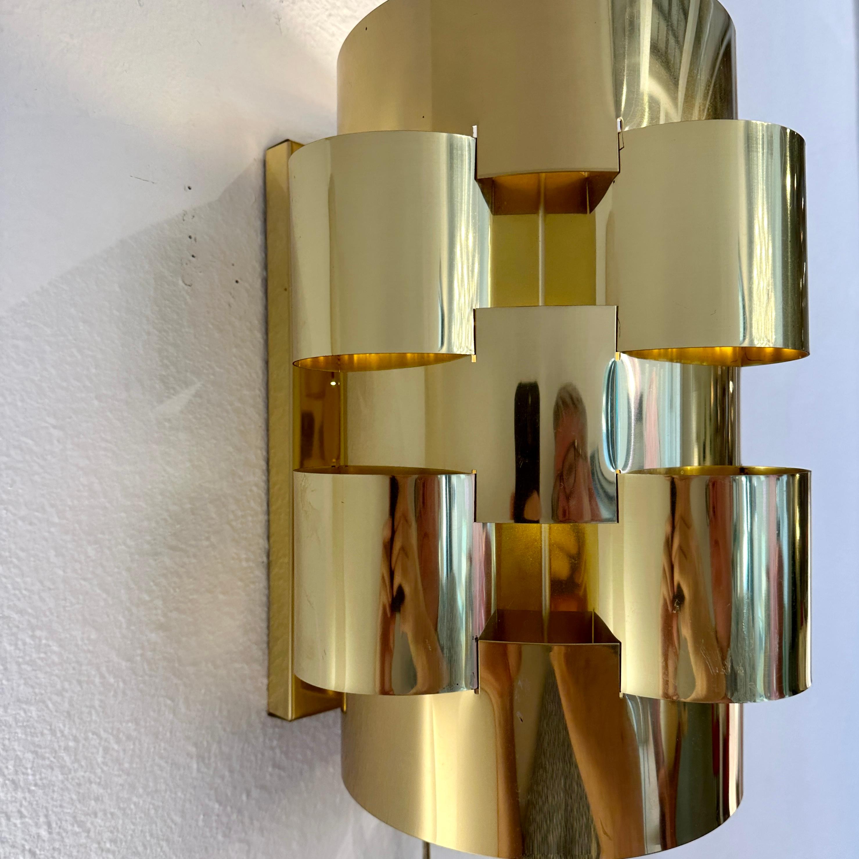 American Curtis Jere Brass Cloud Sconce, Signed and Labeled,  ca 1980s For Sale