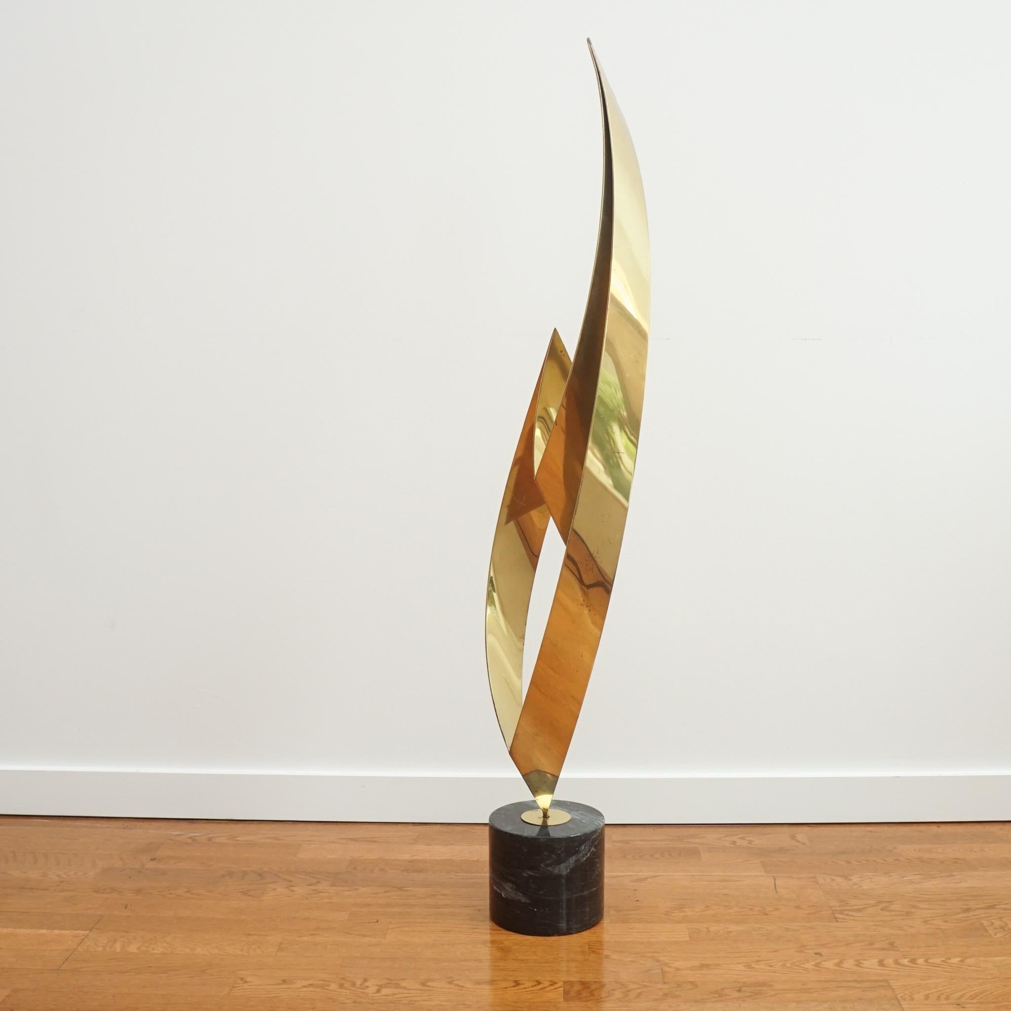 Modern Curtis Jere Brass Eternal Flame Sculpture