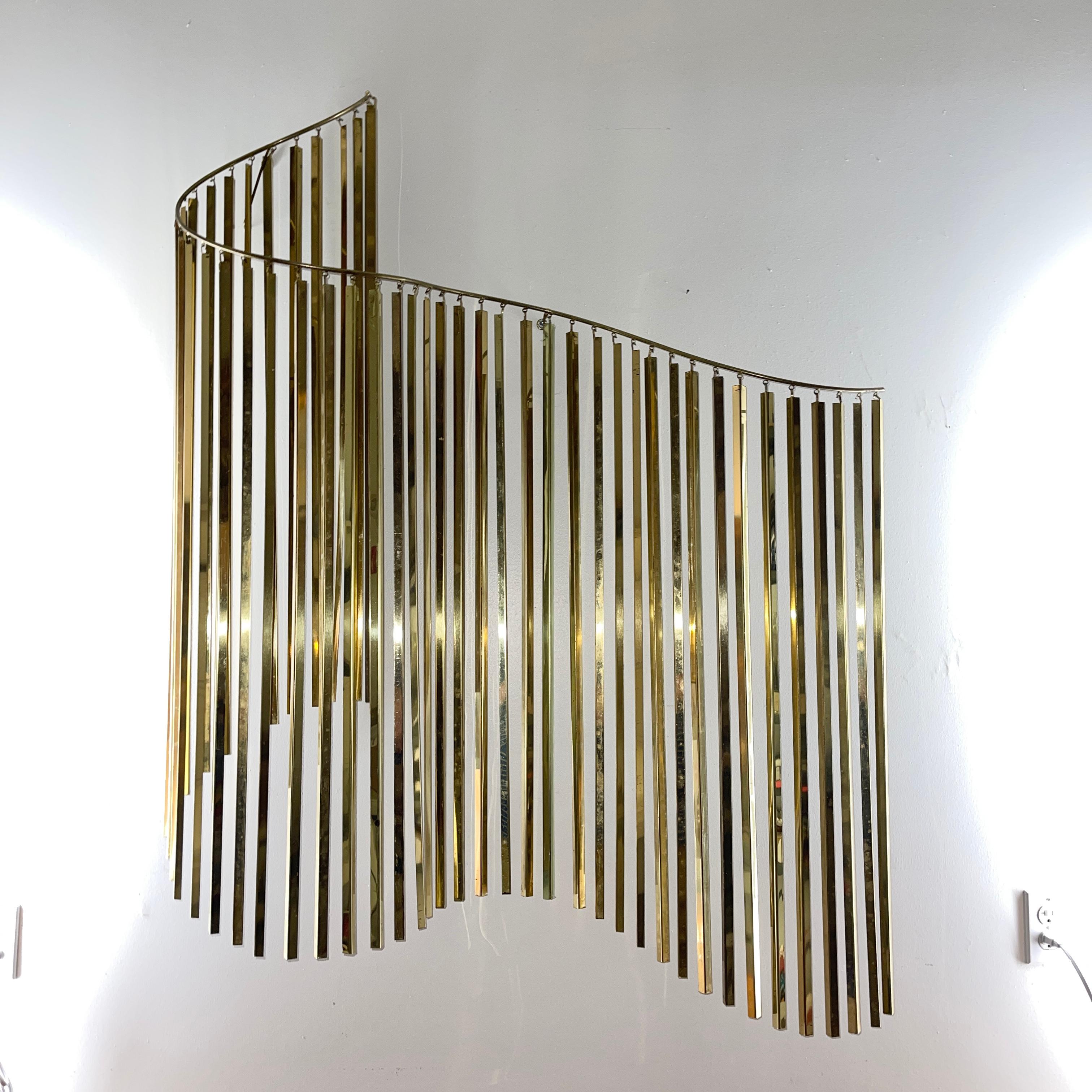 Curtis Jere Brass Kinetic Wave Wall Sculpture, Signed, 1983 4