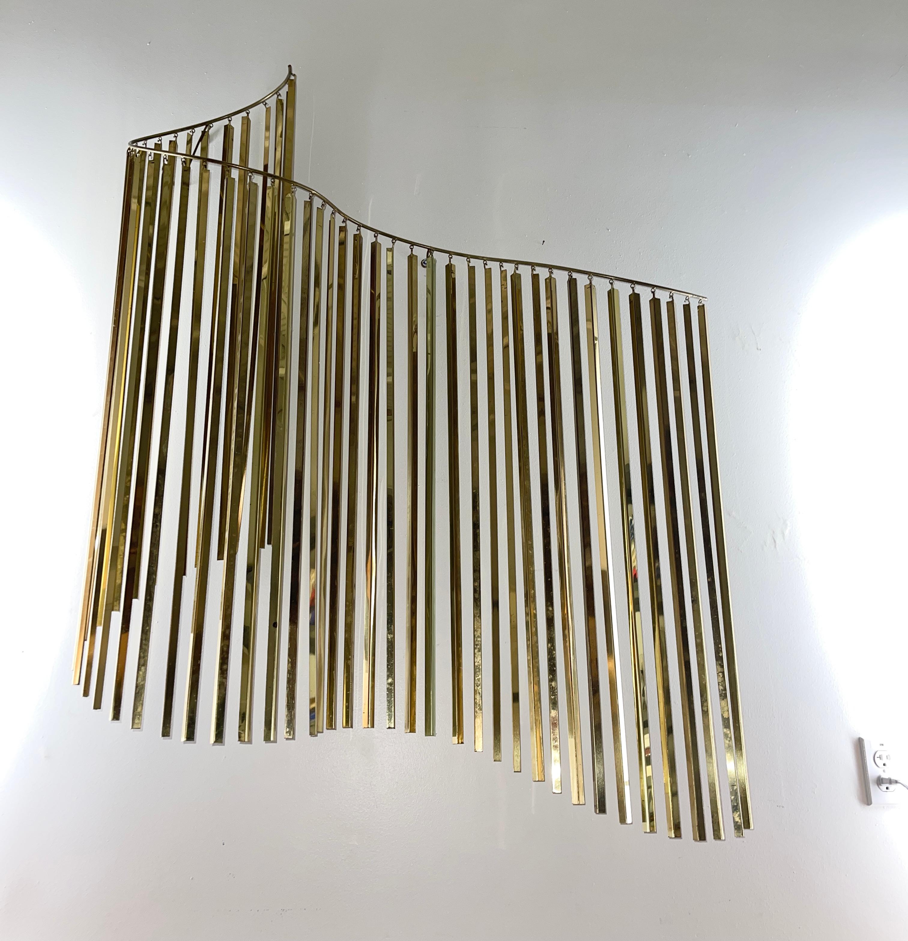 Curtis Jere Brass Kinetic Wave Wall Sculpture, Signed, 1983 6