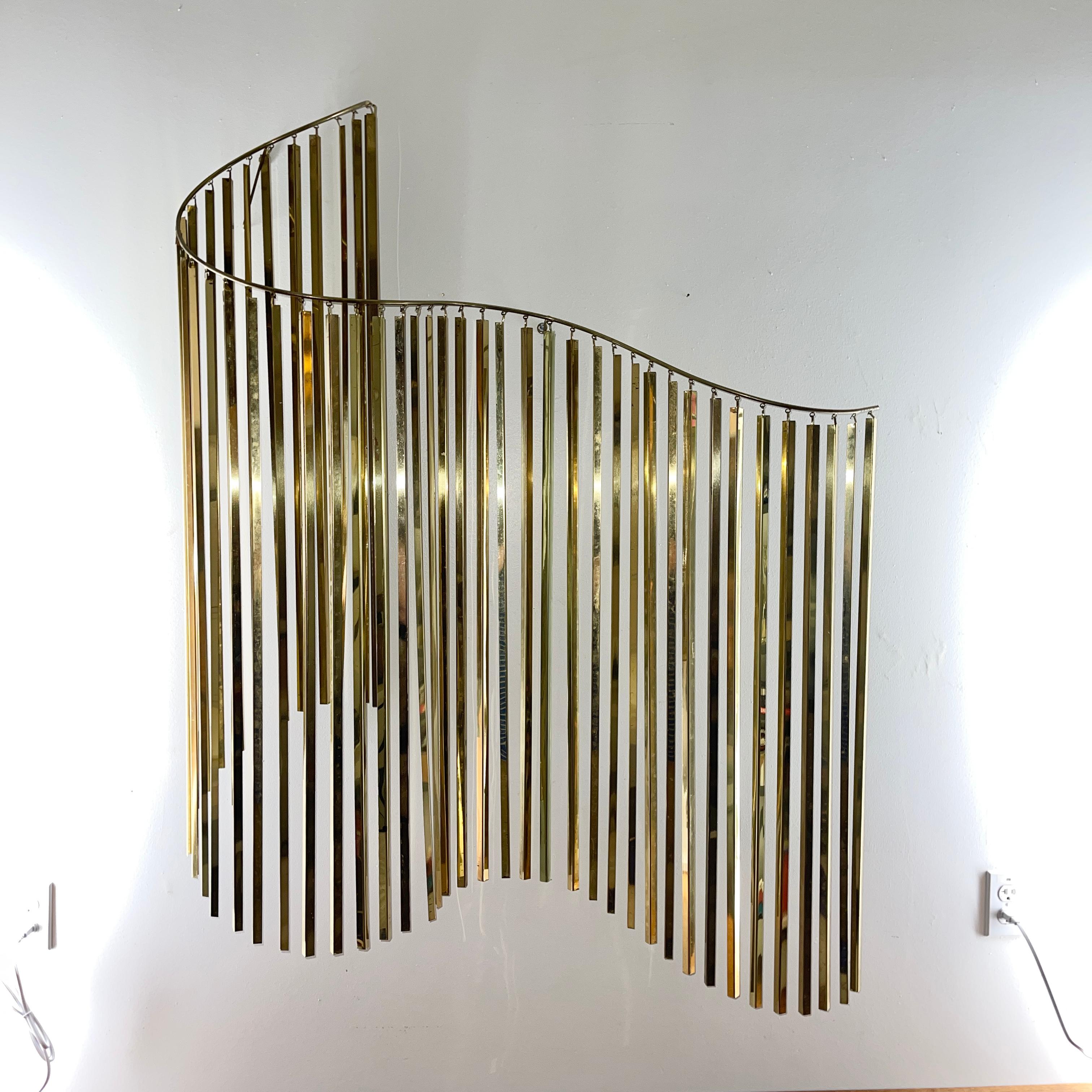 Curtis Jere Brass Kinetic Wave Wall Sculpture, Signed, 1983 7