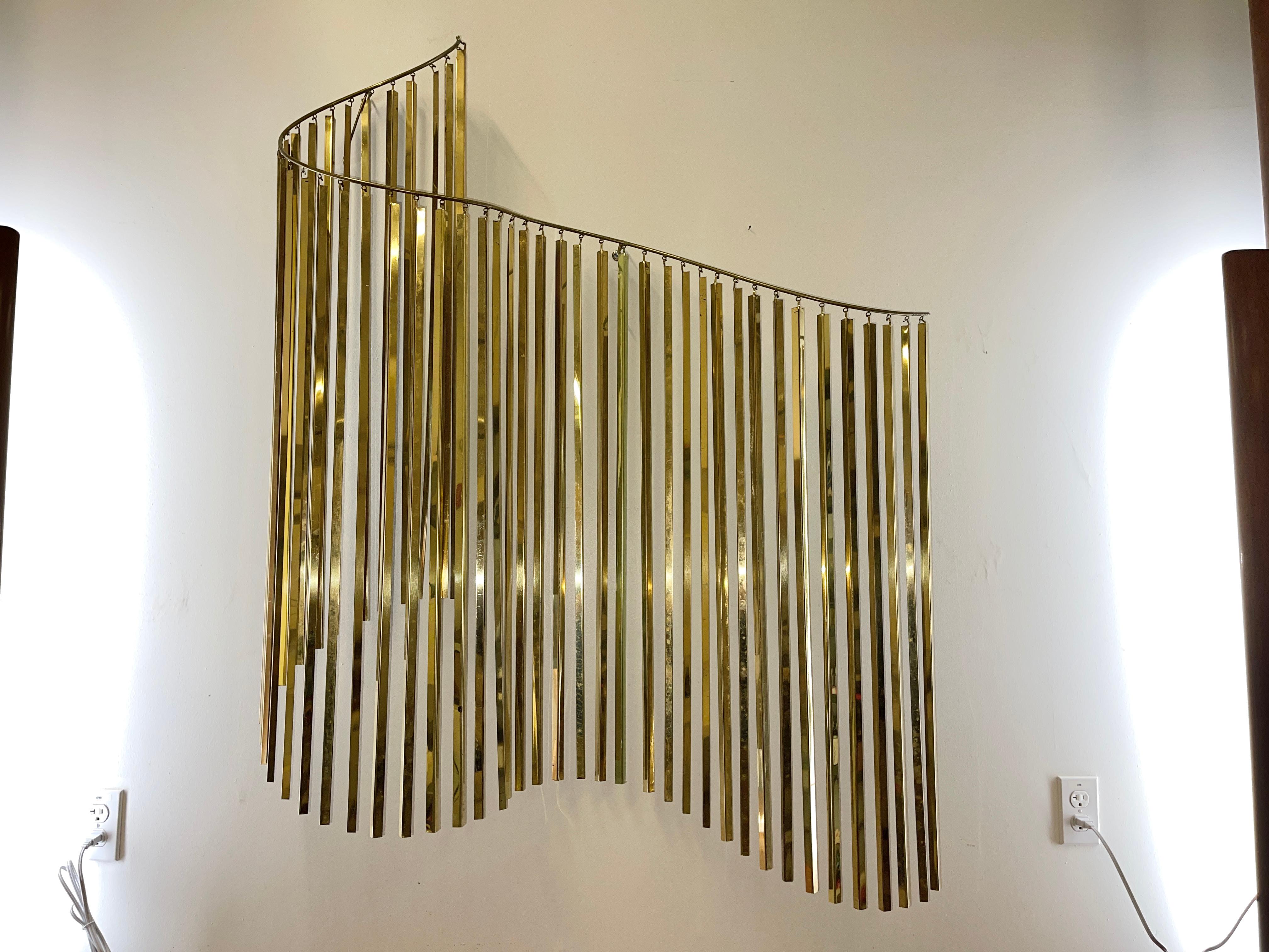 Curtis Jere Brass Kinetic Wave Wall Sculpture, Signed, 1983 8