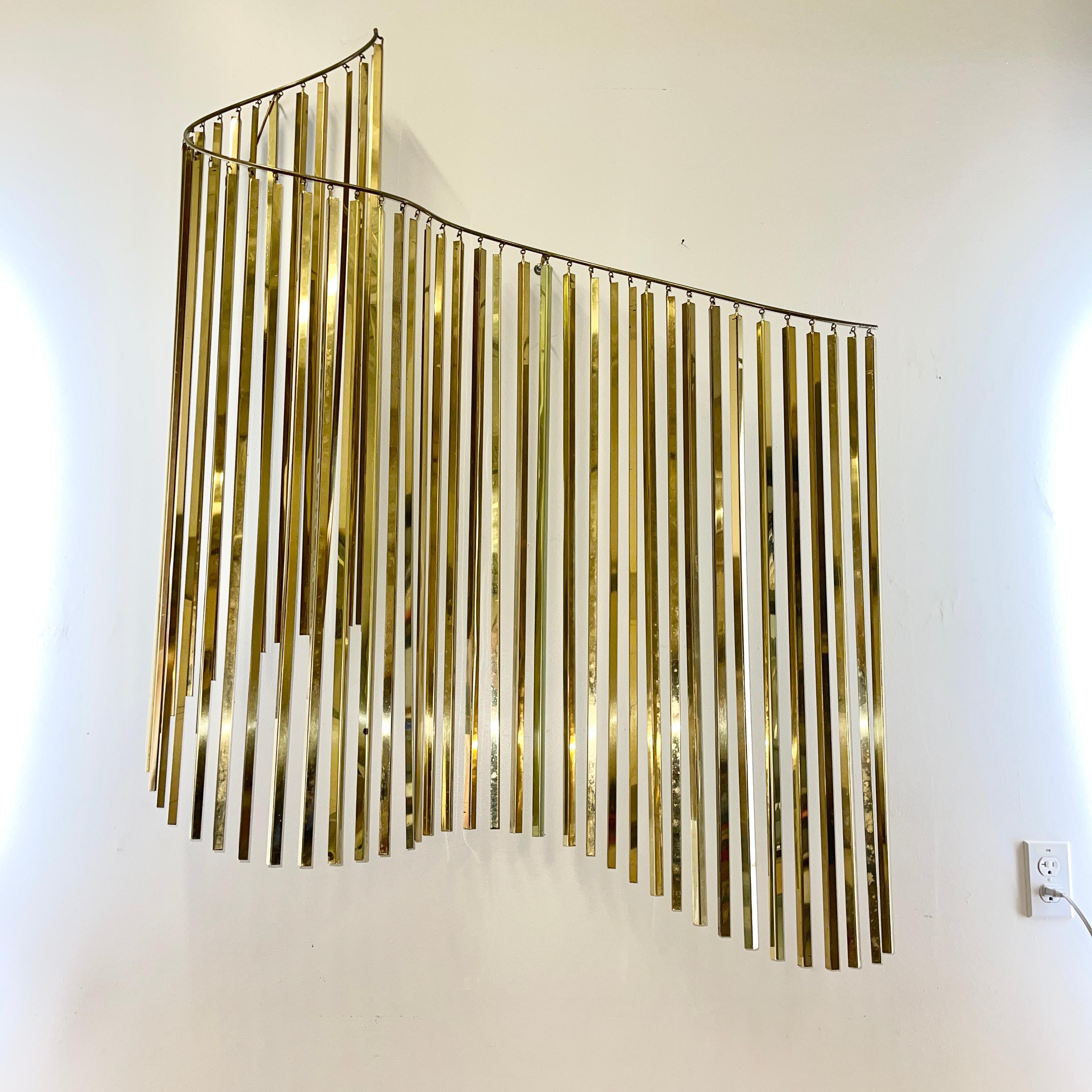 Curtis Jere Brass Kinetic Wave Wall Sculpture, Signed, 1983 9