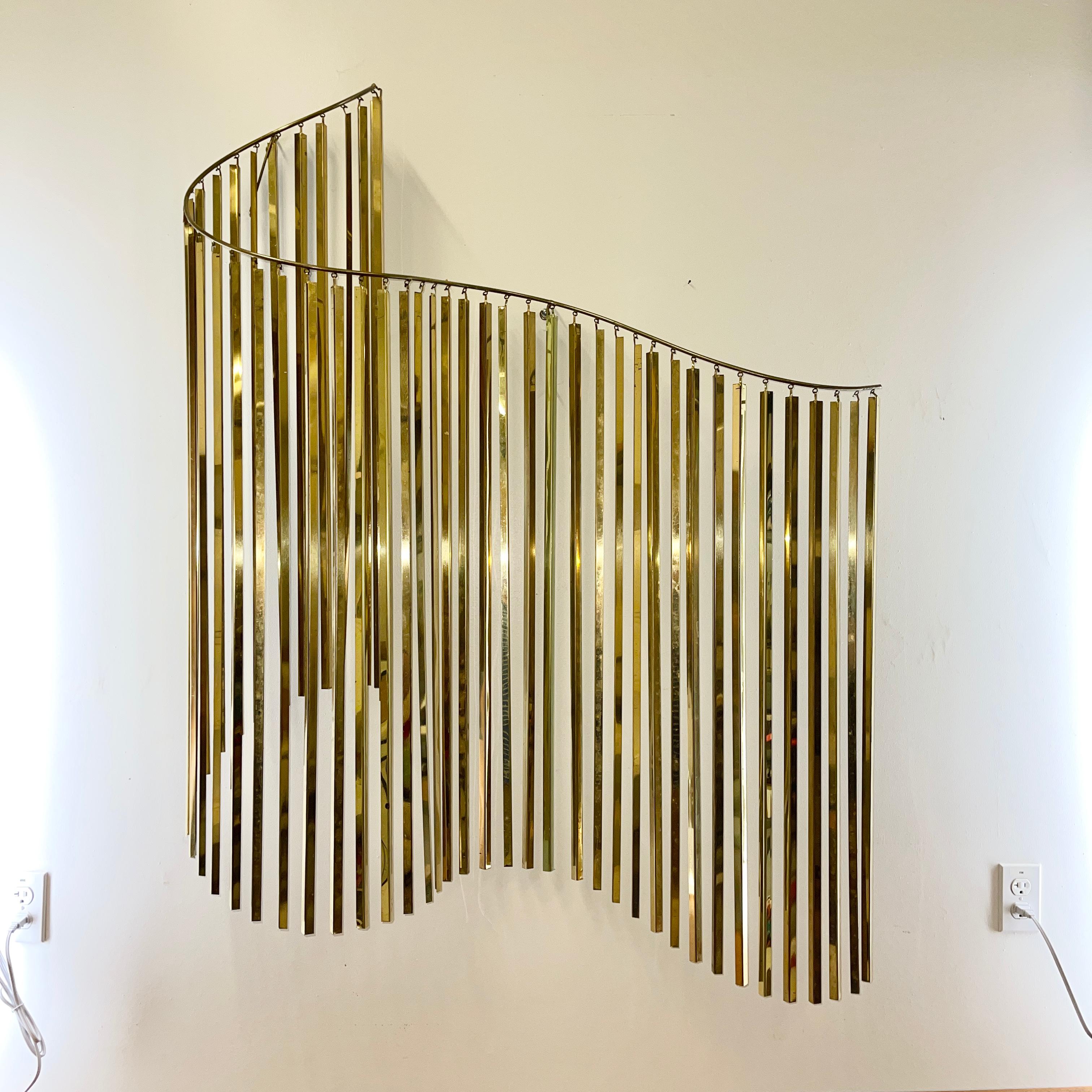Curtis Jere Brass Kinetic Wave Wall Sculpture, Signed, 1983 10