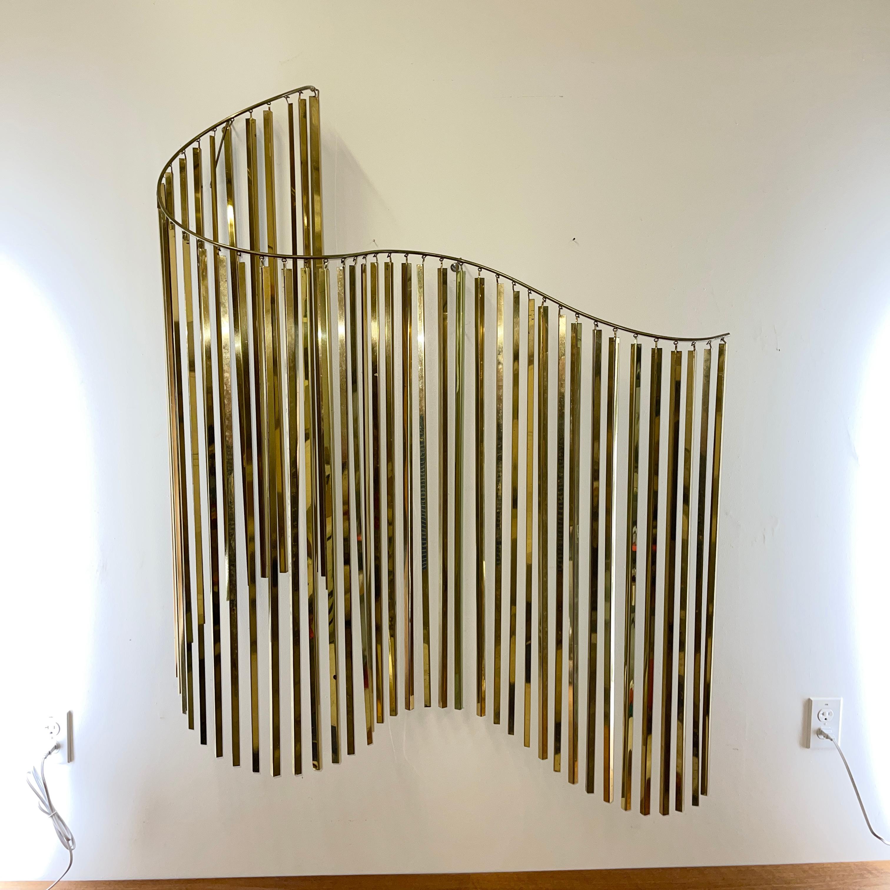 Curtis Jere Brass Kinetic Wave Wall Sculpture, Signed, 1983 11