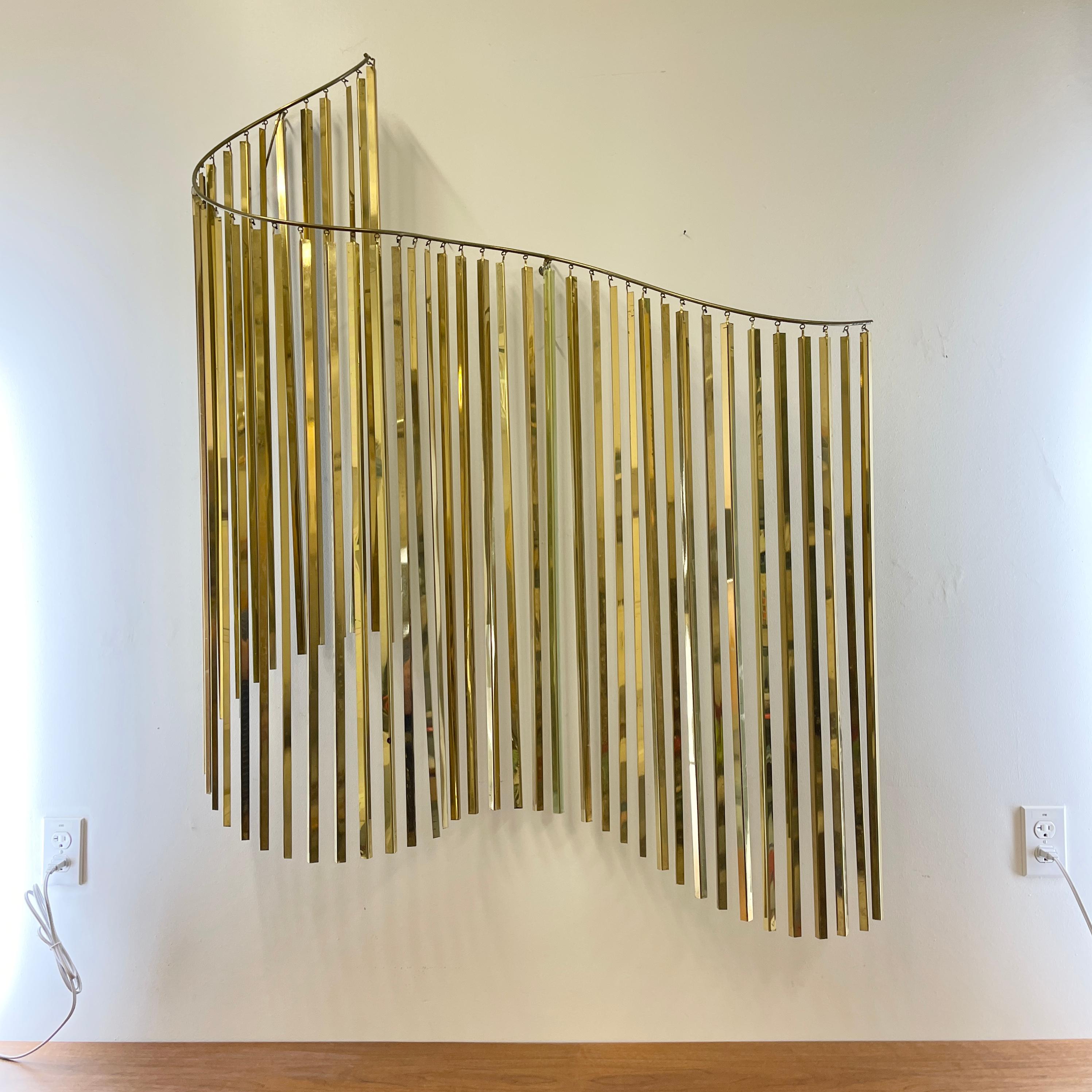 Curtis Jere Brass Kinetic Wave Wall Sculpture, Signed, 1983 12