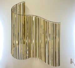 Curtis Jere Brass Kinetic Wave Wall Sculpture, Signed, 1983