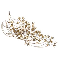 Curtis Jere Brass Leaves Wall Sculpture