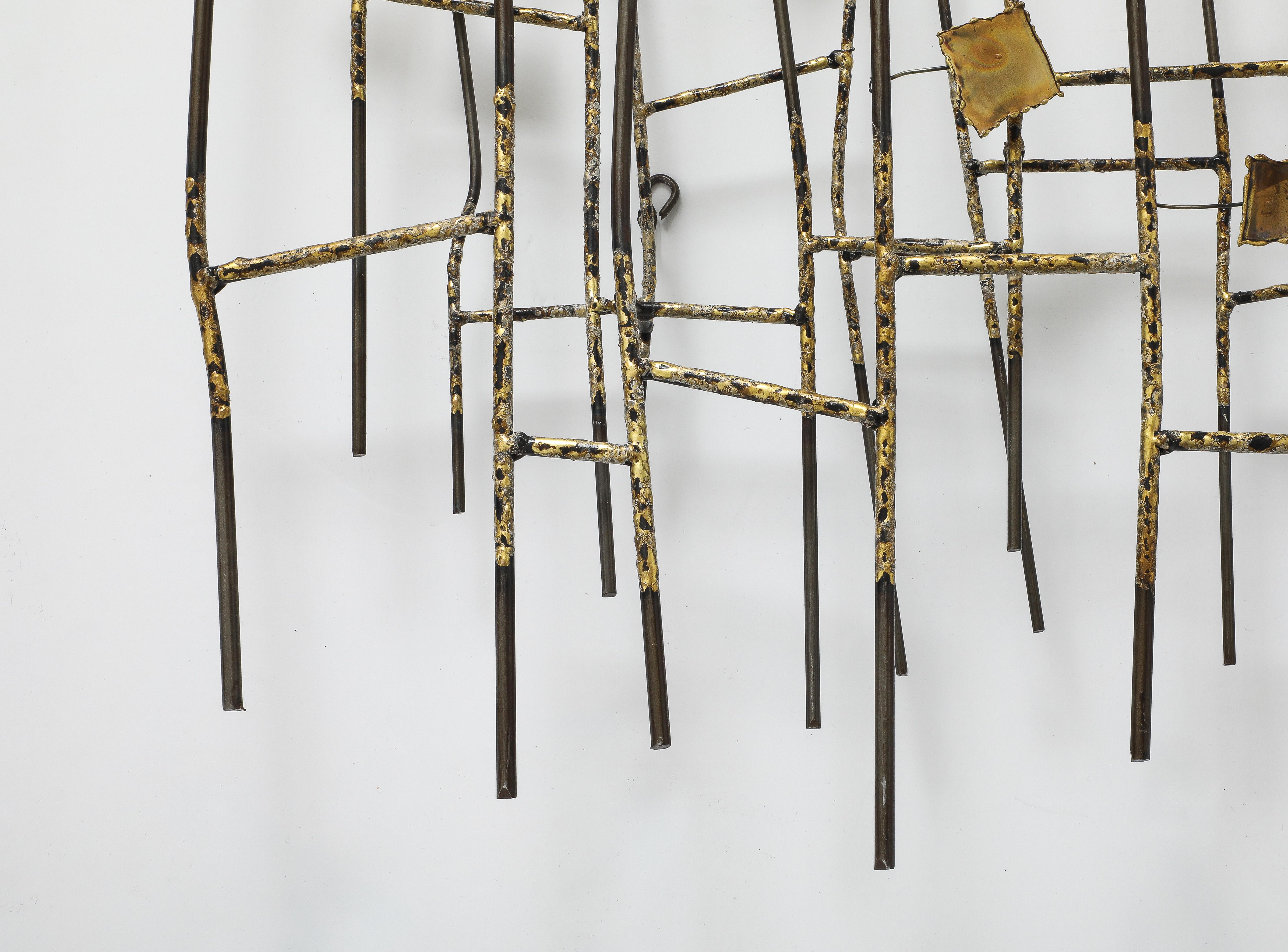 Curtis Jere Brass, Metal Reeds Wall Sculpture For Sale 4