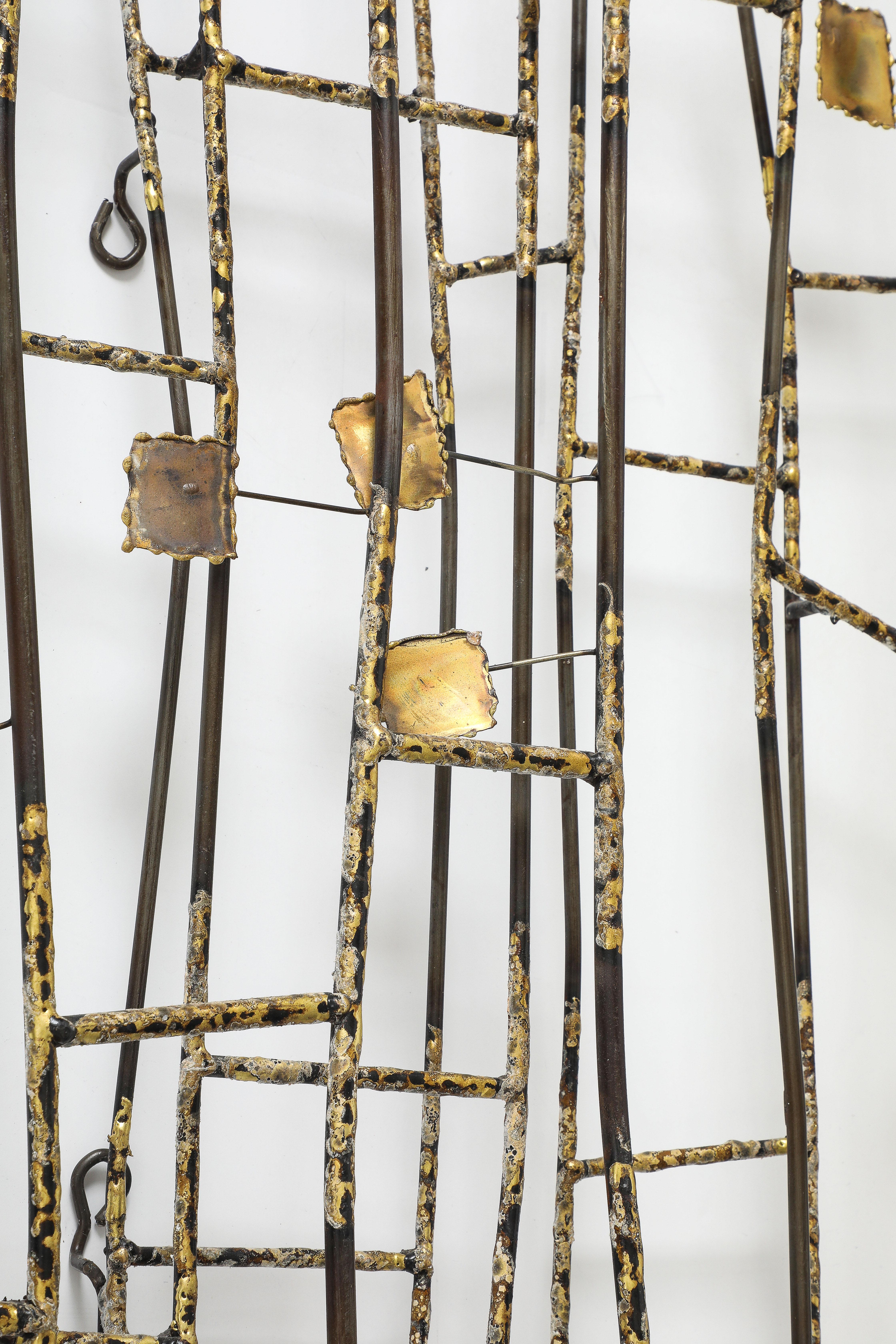 Curtis Jere Brass, Metal Reeds Wall Sculpture In Excellent Condition For Sale In New York, NY