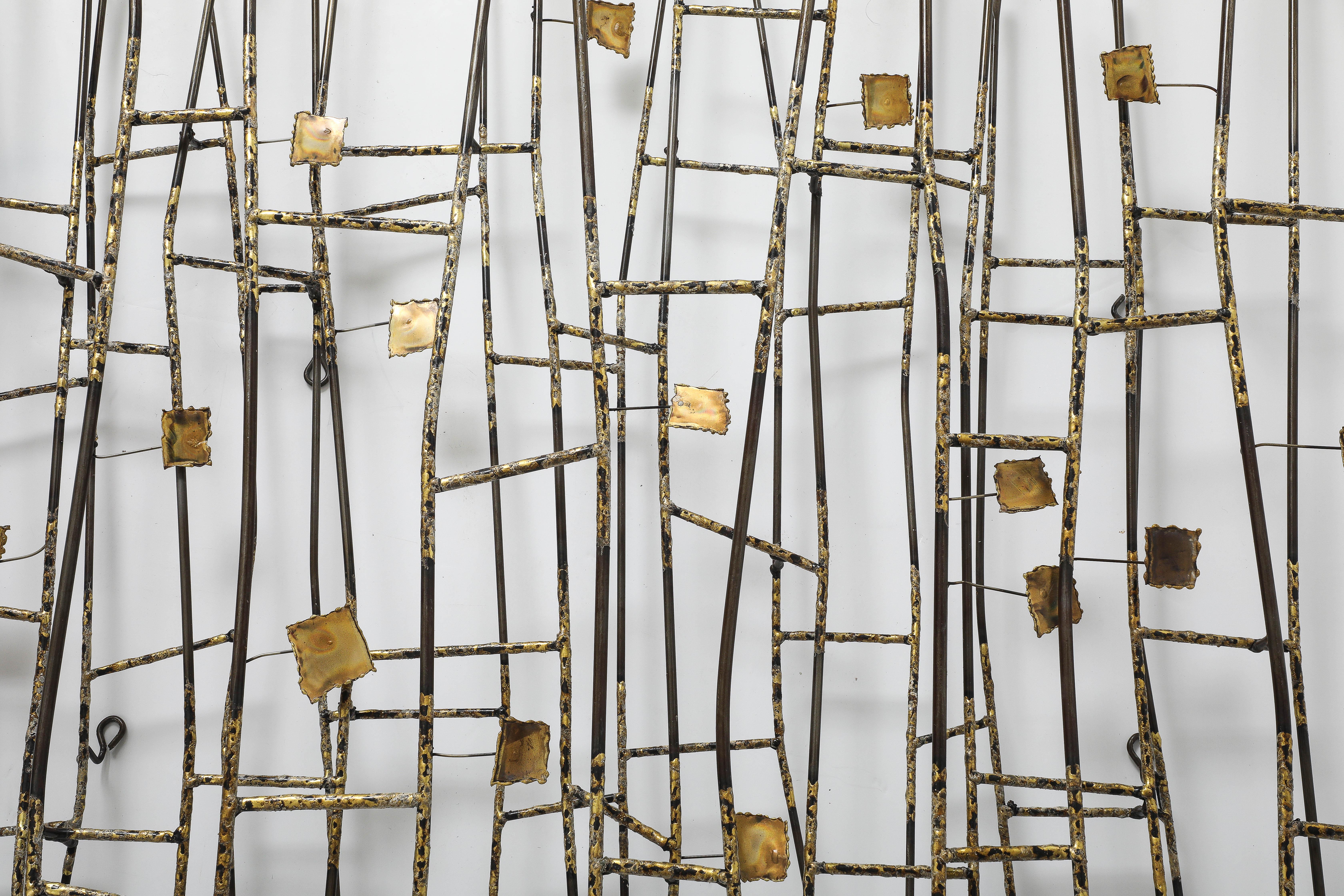 20th Century Curtis Jere Brass, Metal Reeds Wall Sculpture For Sale