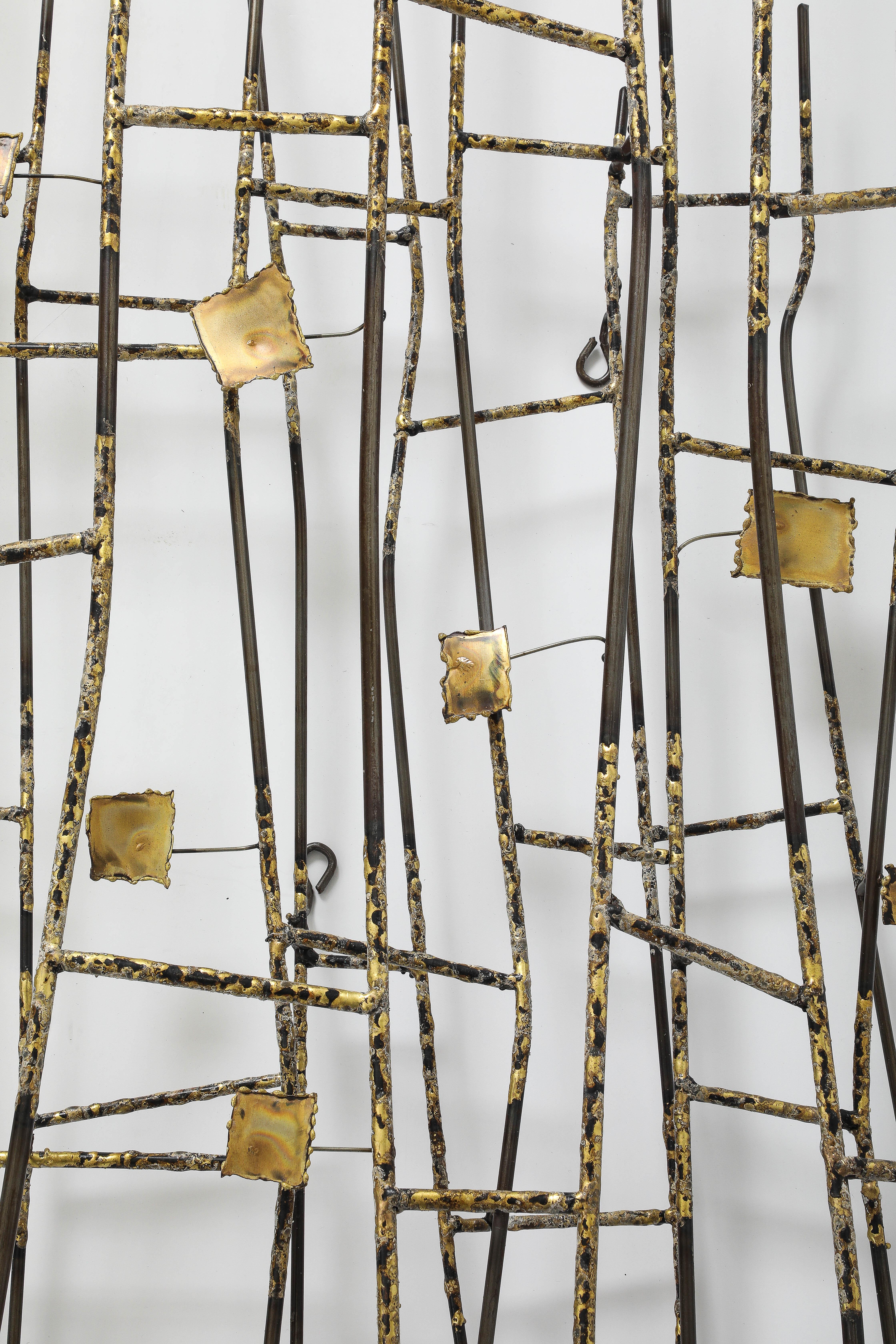 Curtis Jere Brass, Metal Reeds Wall Sculpture For Sale 1
