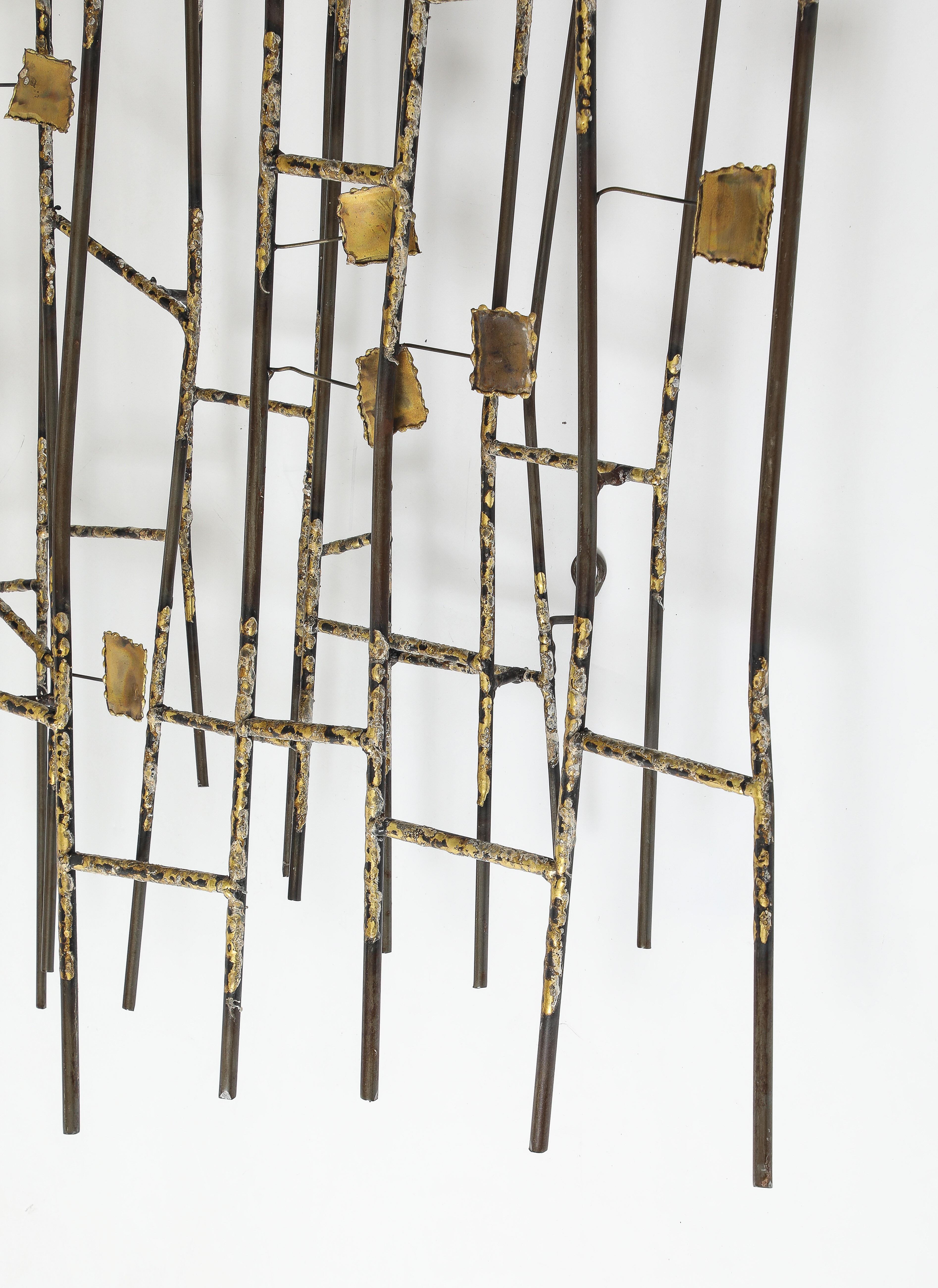 Curtis Jere Brass, Metal Reeds Wall Sculpture For Sale 2