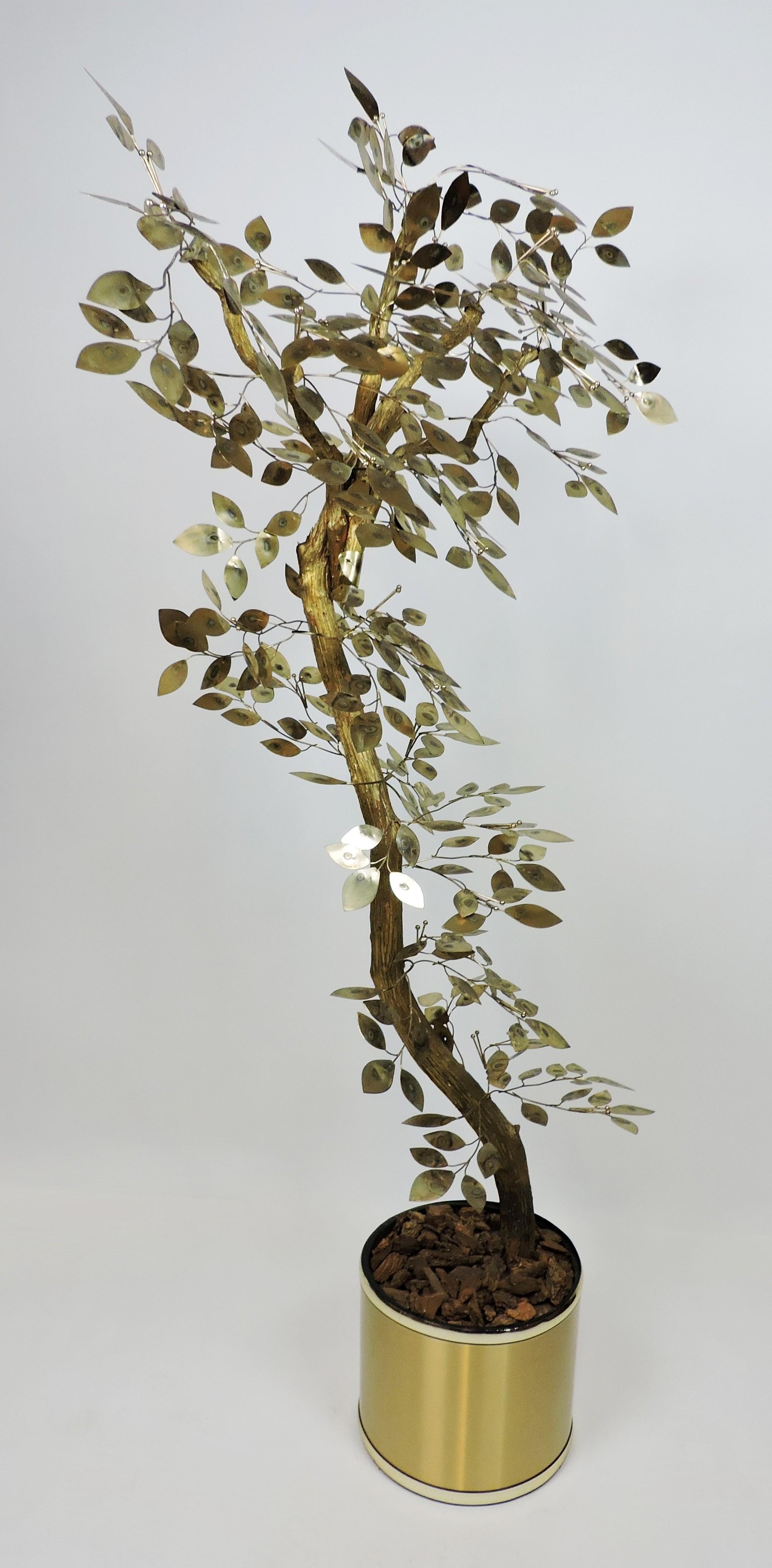 Sculpture de sol en forme d'arbre brutaliste en laiton, mi-siècle moderne, Curtis Jere en vente 3