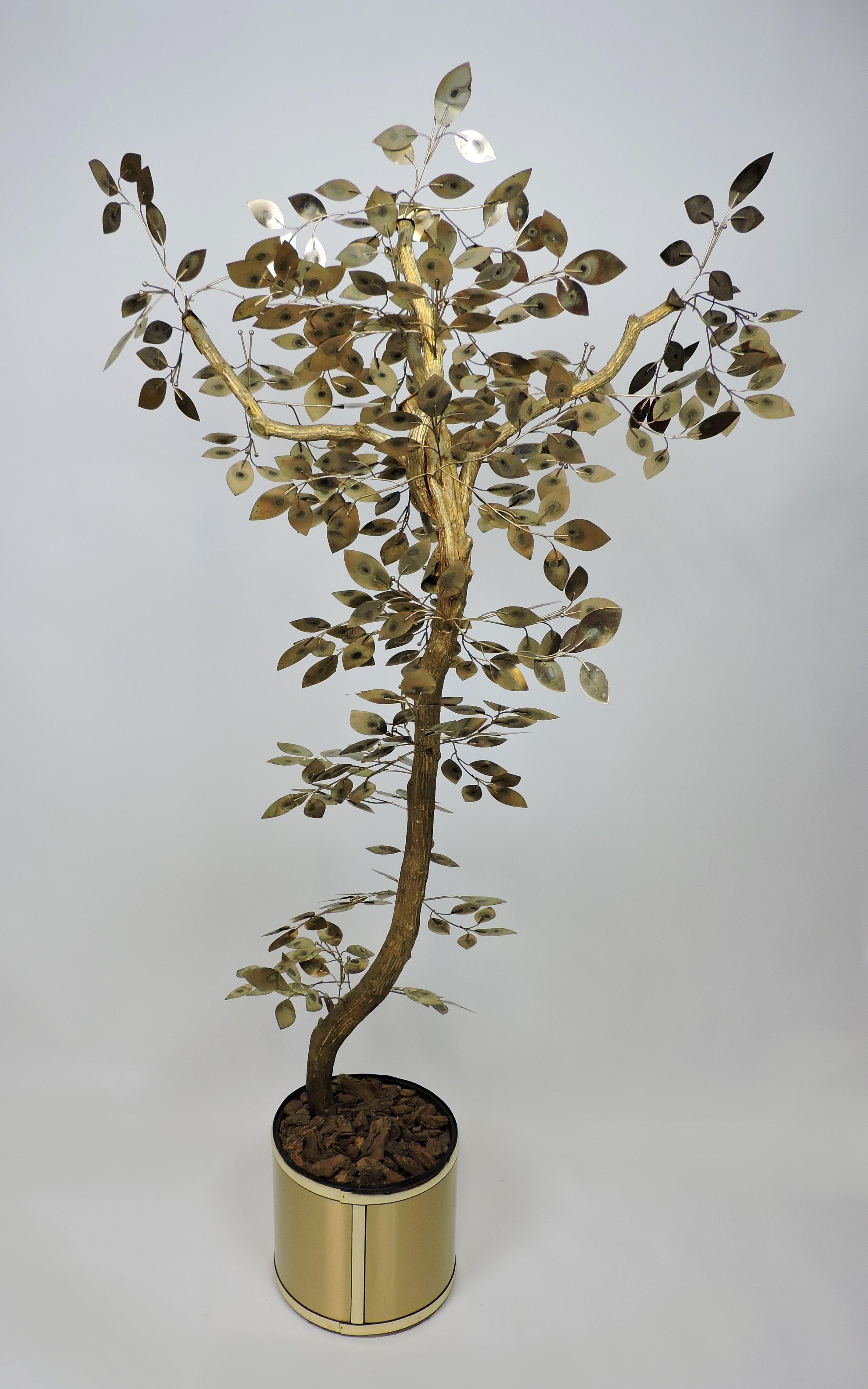 Sculpture de sol en forme d'arbre brutaliste en laiton, mi-siècle moderne, Curtis Jere en vente 1
