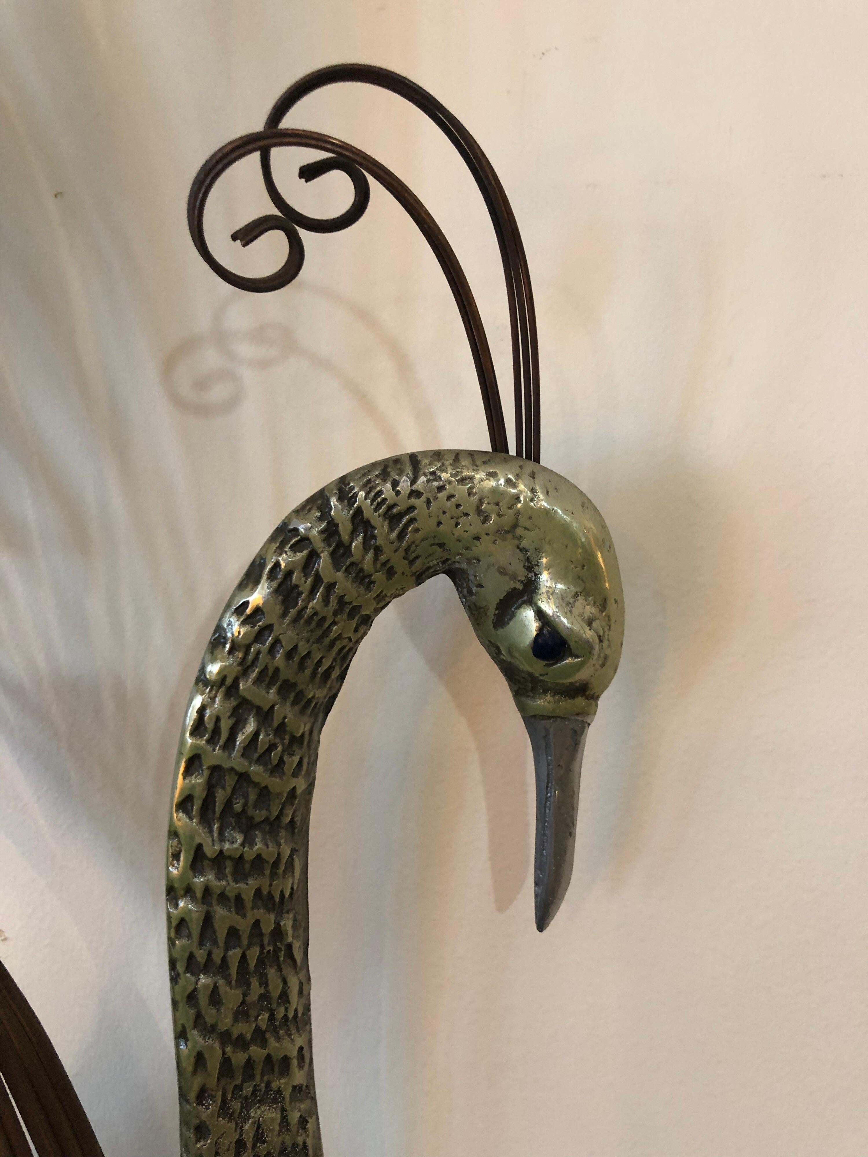 Curtis Jere Brass Peacock Bird of Paradise Wall Sculpture 9