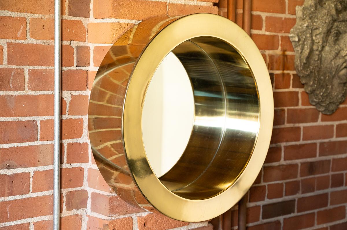 Mid-Century Modern Curtis Jere Brass Porthole Mirror