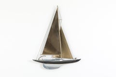 Curtis Jere Brass Racing Sail Boat Wall Mount Sculpture