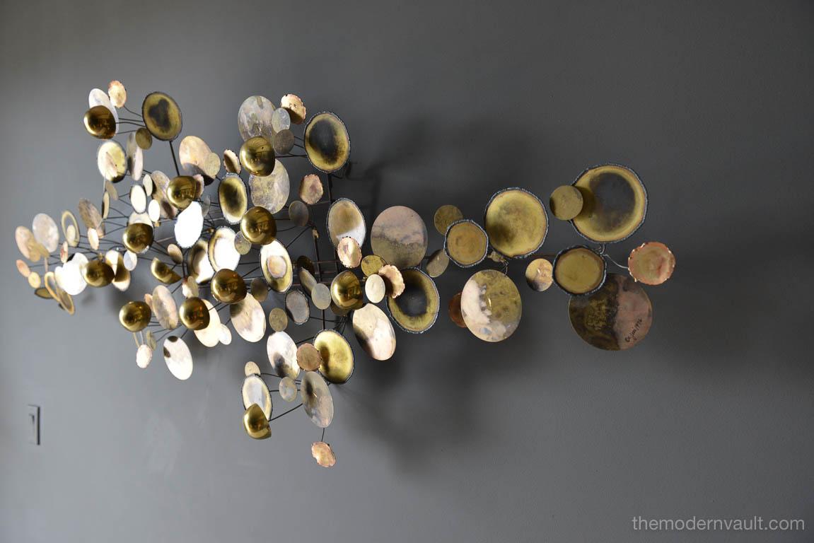 Curtis Jere Brass 'Raindrops' Wall Sculpture, 1976 In Excellent Condition In Costa Mesa, CA