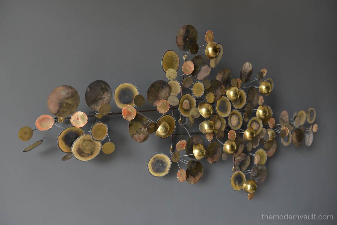 Late 20th Century Curtis Jere Brass 'Raindrops' Wall Sculpture, 1976