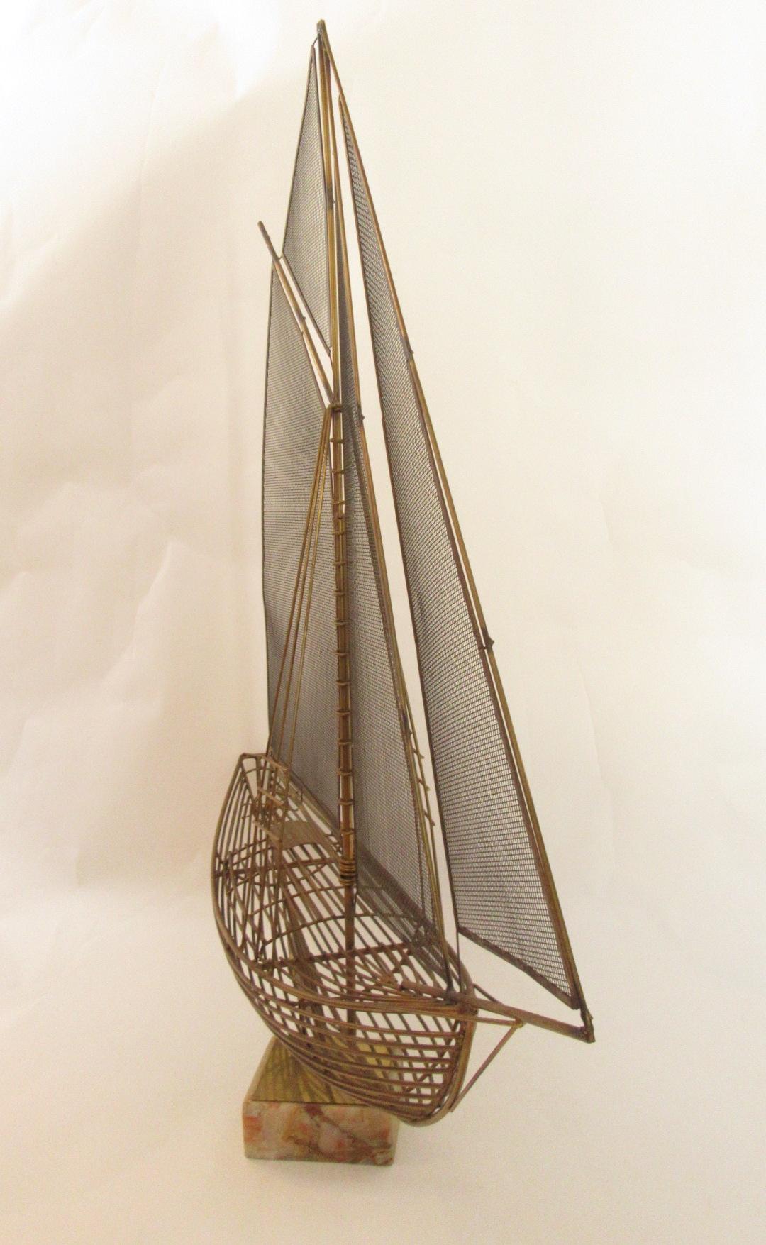 Mid-Century Modern Curtis Jere Brass Sailboat Sculpture