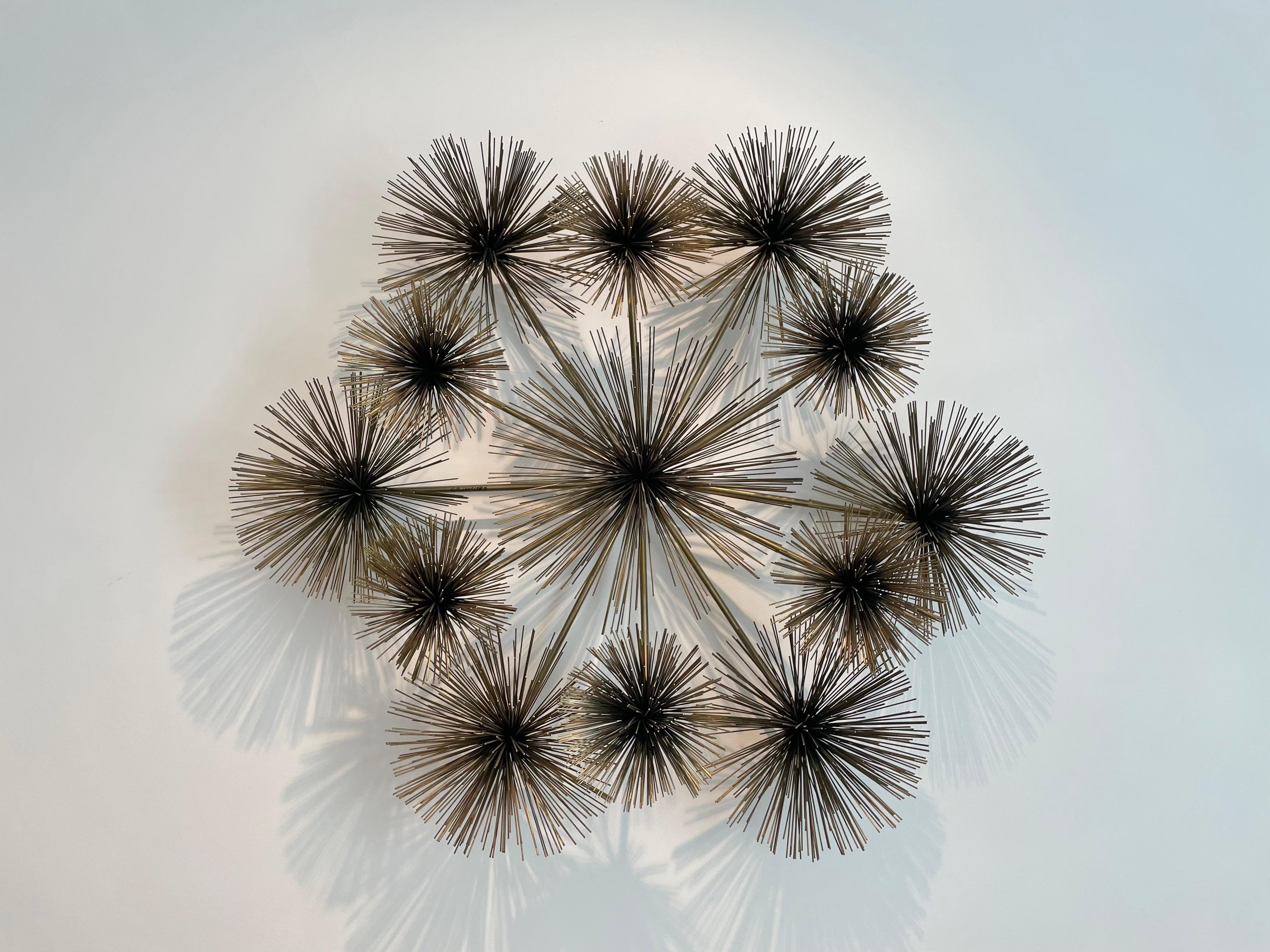 Curtis Jere Brass Sea Urchin / Dandelion Wall Sculpture For Sale 1